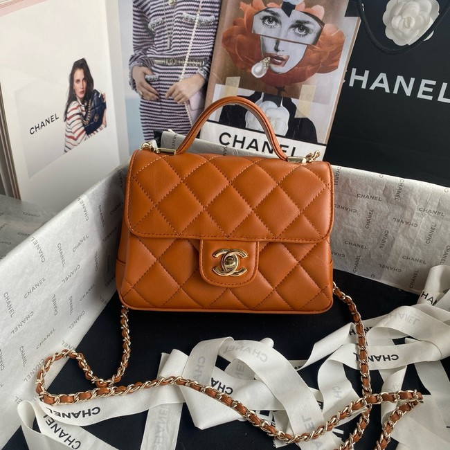 Chanel SMALL FLAP BAG WITH TOP HANDLE AS5111 Camel