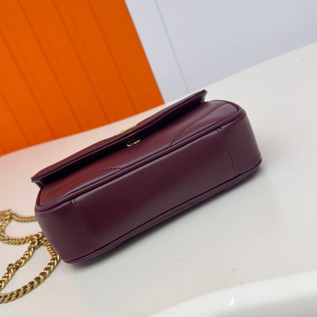 SAINT LAURENT LOULOU MINI IN LAMBSKIN 821749 ROUGE CABERNET