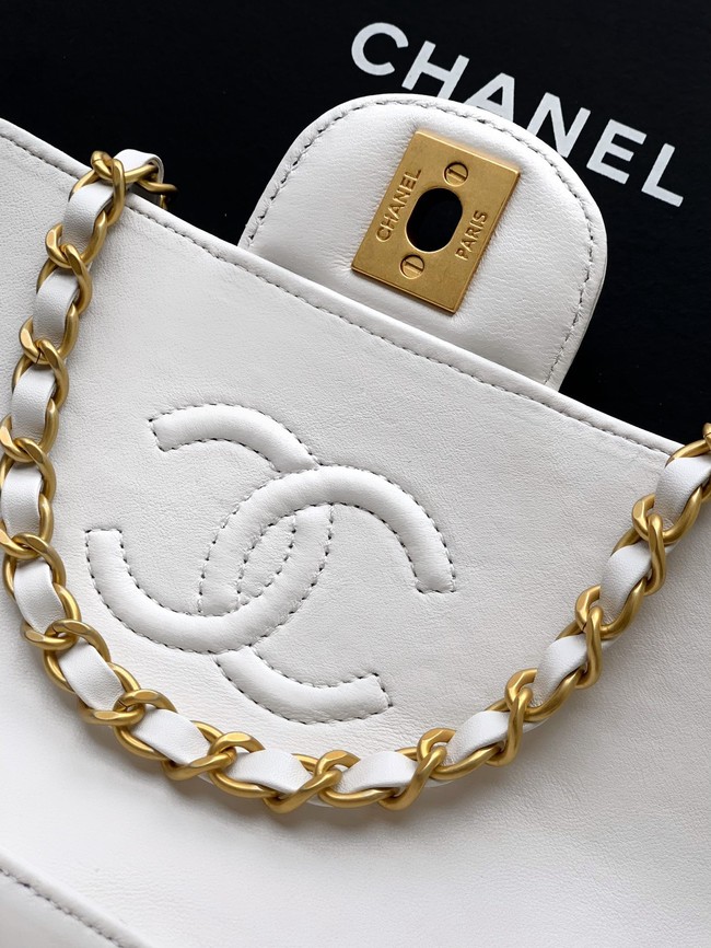 Chanel MINI FLAP BAG WITH TOP HANDLE AS5354 white