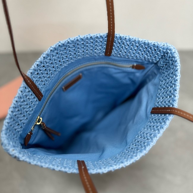 miumiu Raffia effect woven tote bag 5BG248-3