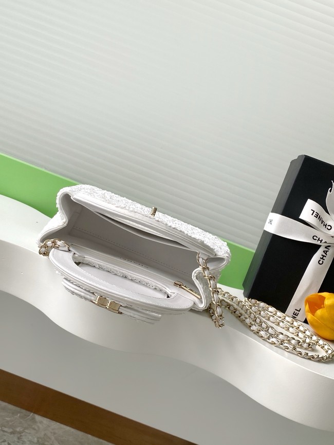 Chanel MINI SHOPPING BAG Fringed Sequins  AS4416 white