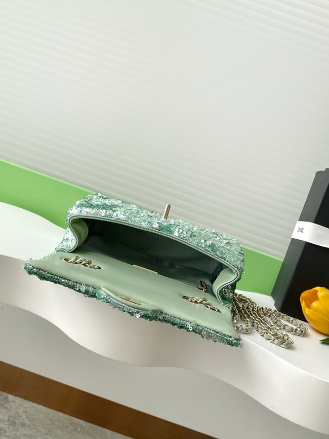 Chanel Fringed Sequins Flap Bag AS4561 green