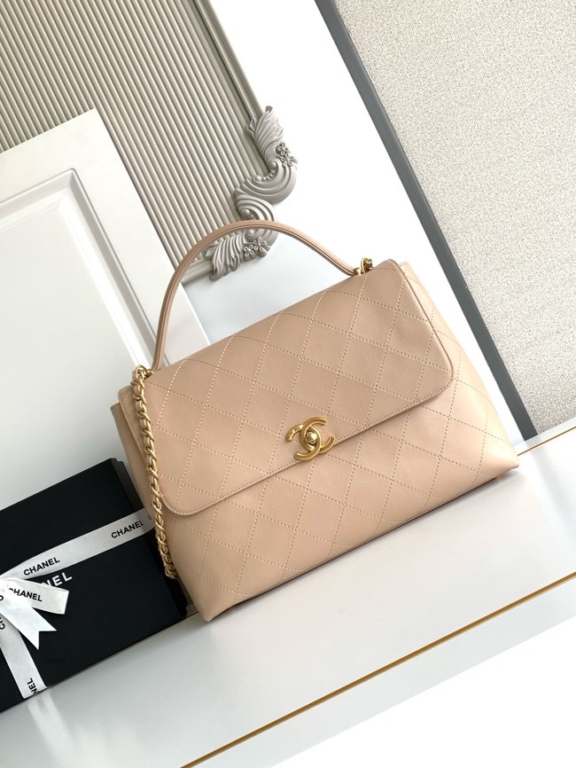 Chanel MAXI FLAP BAG WITH TOP HANDLE AS5543 Apricot