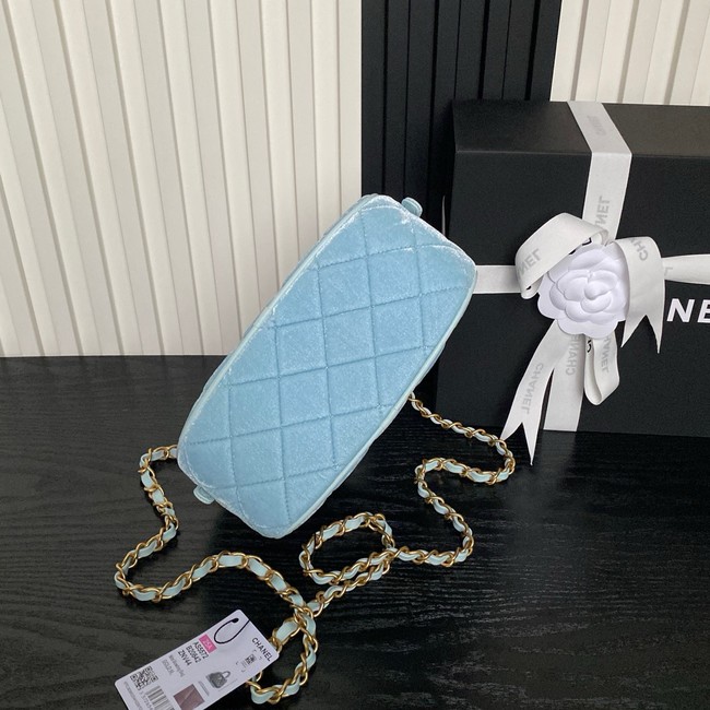 Chanel Velvet Mini Bowling Bag AS5572light blue