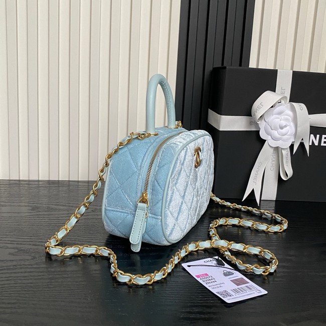 Chanel Velvet Mini Bowling Bag AS5572light blue