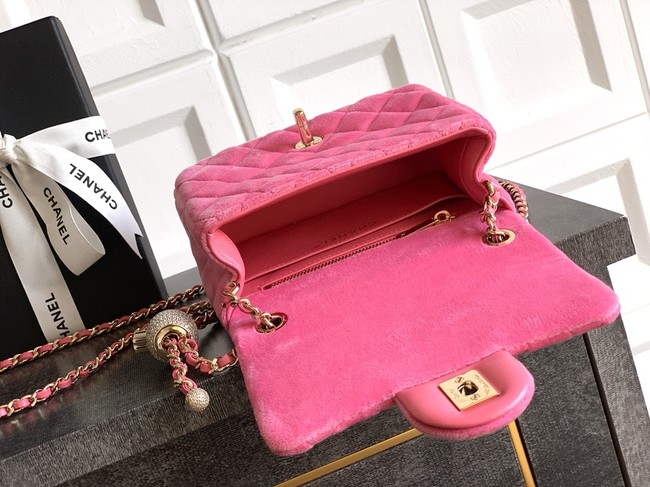 Chanel Mini Classic Handbag velvet AS1786 pink