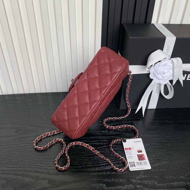 CHANEL Clutch With Chain AS2701 red&Silver Metal