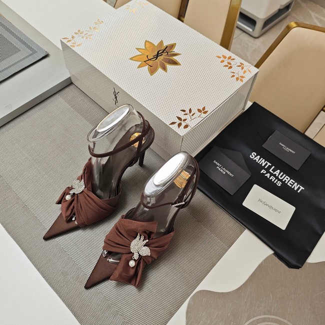 Saint Laurent AMALIA slingback pumps in satin crepe Heel 10.5CM 35964-2