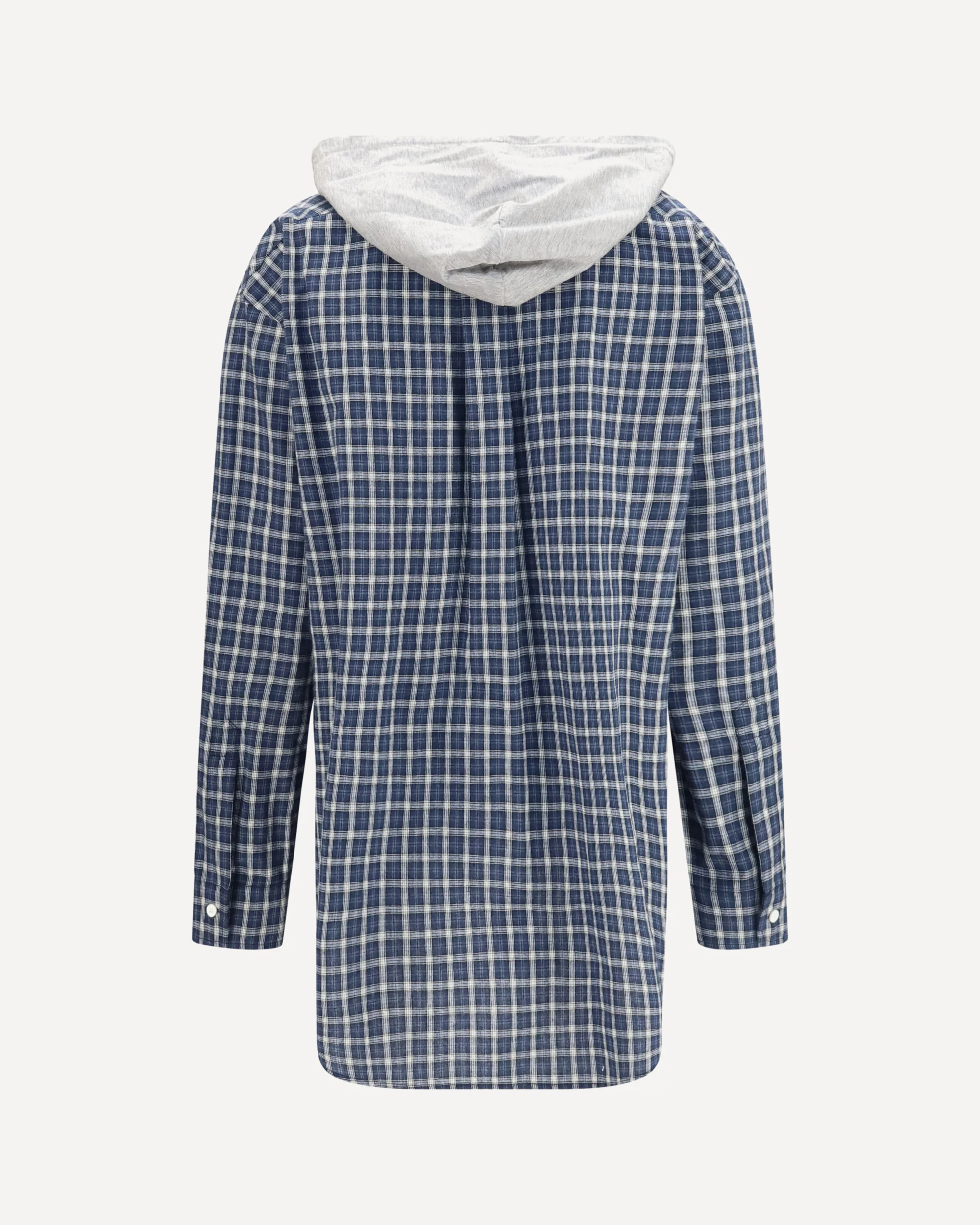 Checked Hooded Shirt - BLUE | Cheap Luxury Handbags Store,