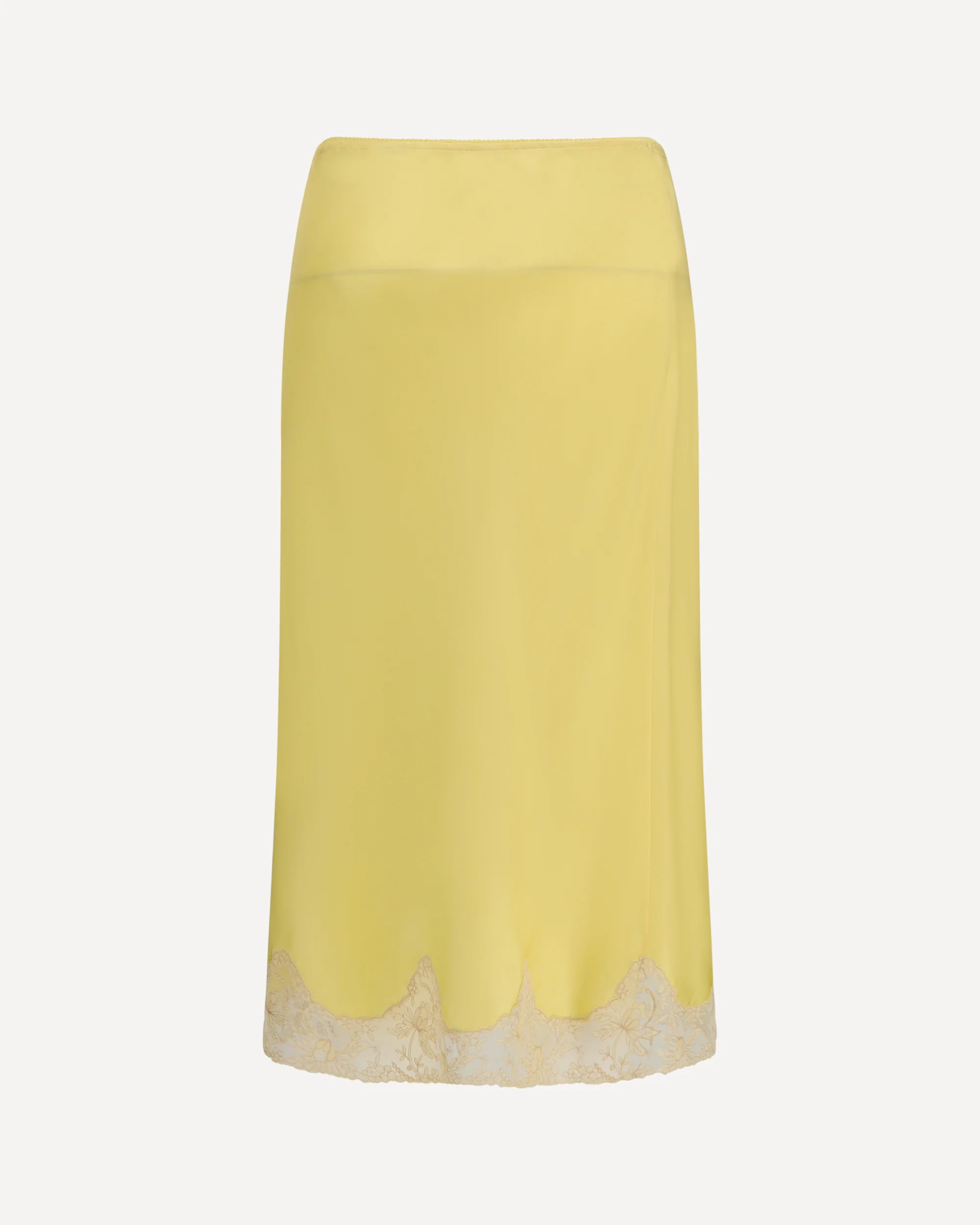 Satin midi Skirt with lace inserts - YELLOW | Cheap Luxury Handbags Store,