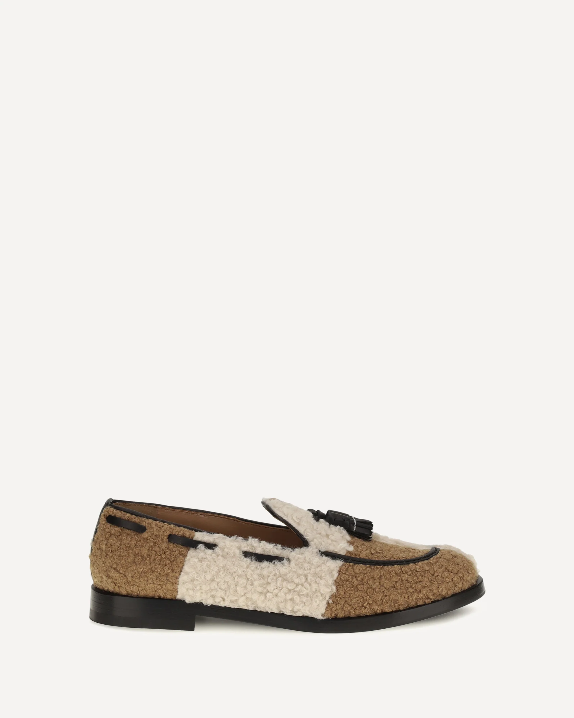 Two-tone bouclé-effect Loafers - BEIGE | Cheap Luxury Handbags Store,