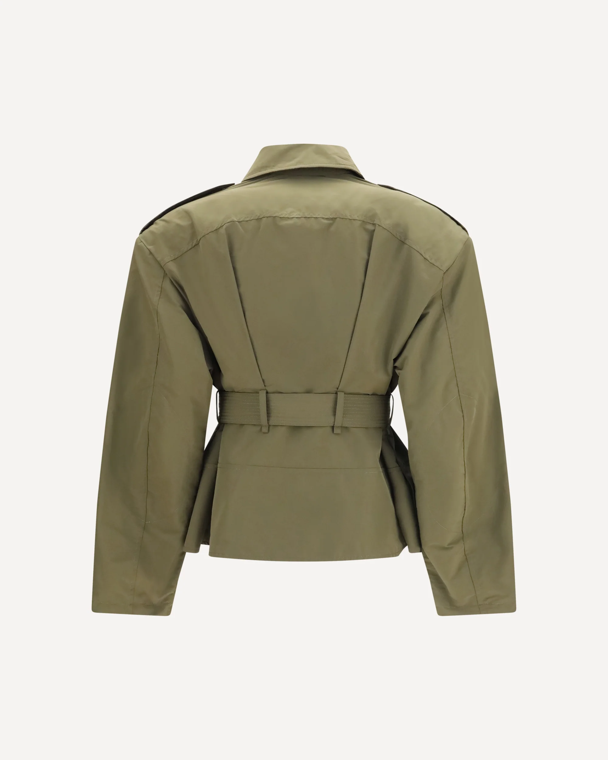 Cropped belted high-neck Jacket - GREEN | Cheap Luxury Handbags Store,