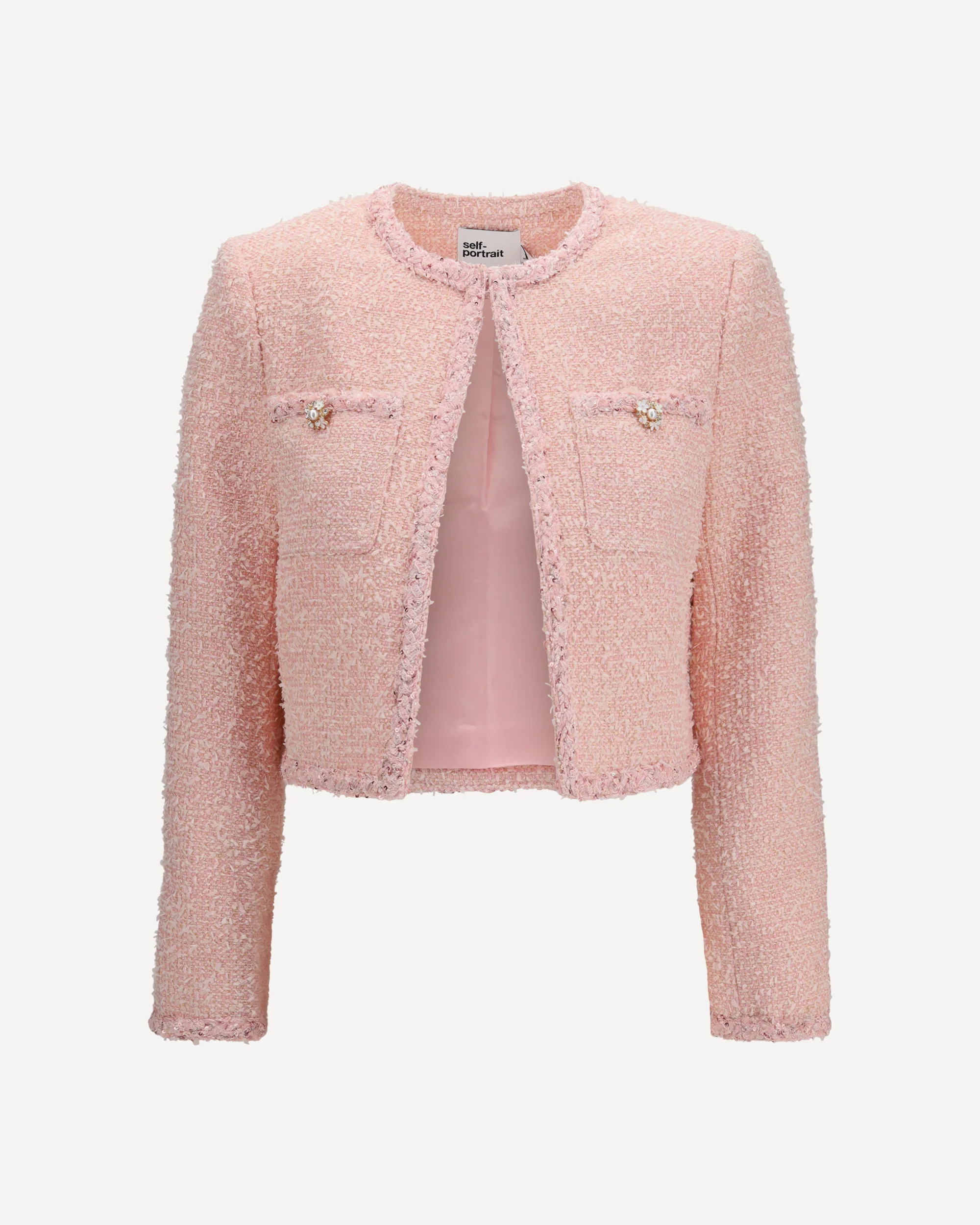 Bouclé Jacket - PINK | Cheap Luxury Handbags Store,