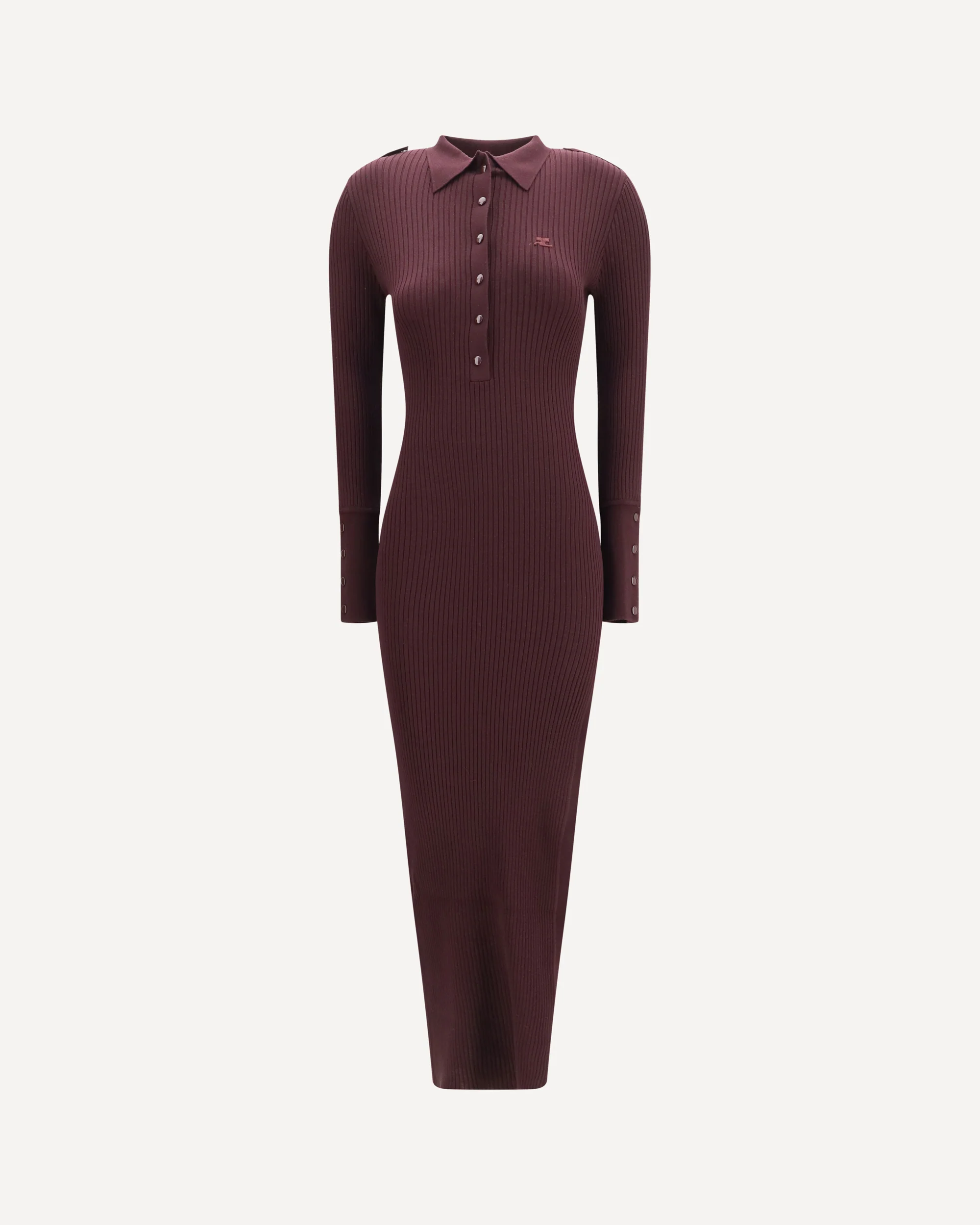 Rib knit polo long Dress - BORDEAUX | Cheap Luxury Handbags Store,