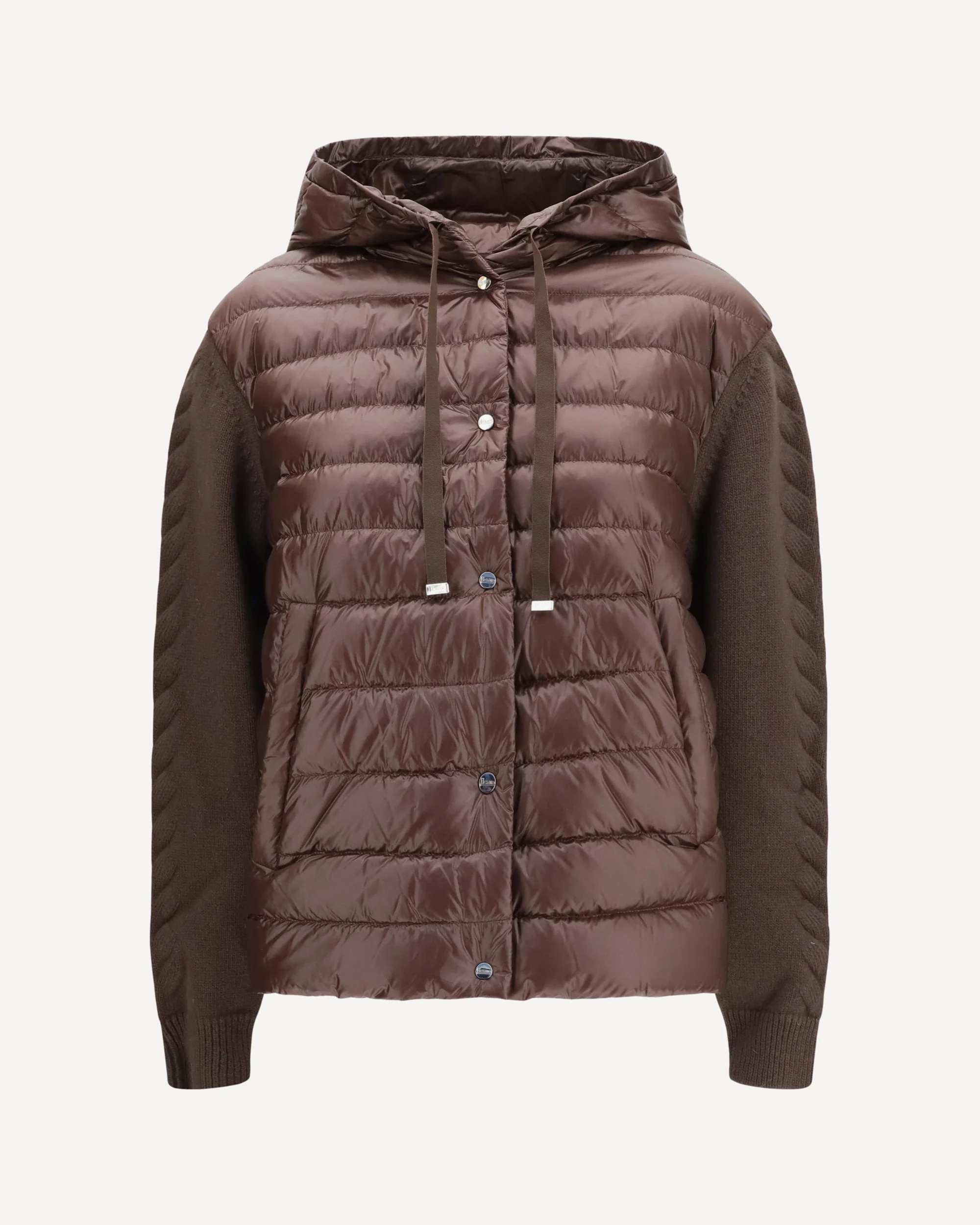 Down Jacket with wool sleeves - BROWN | Cheap Luxury Handbags Store,