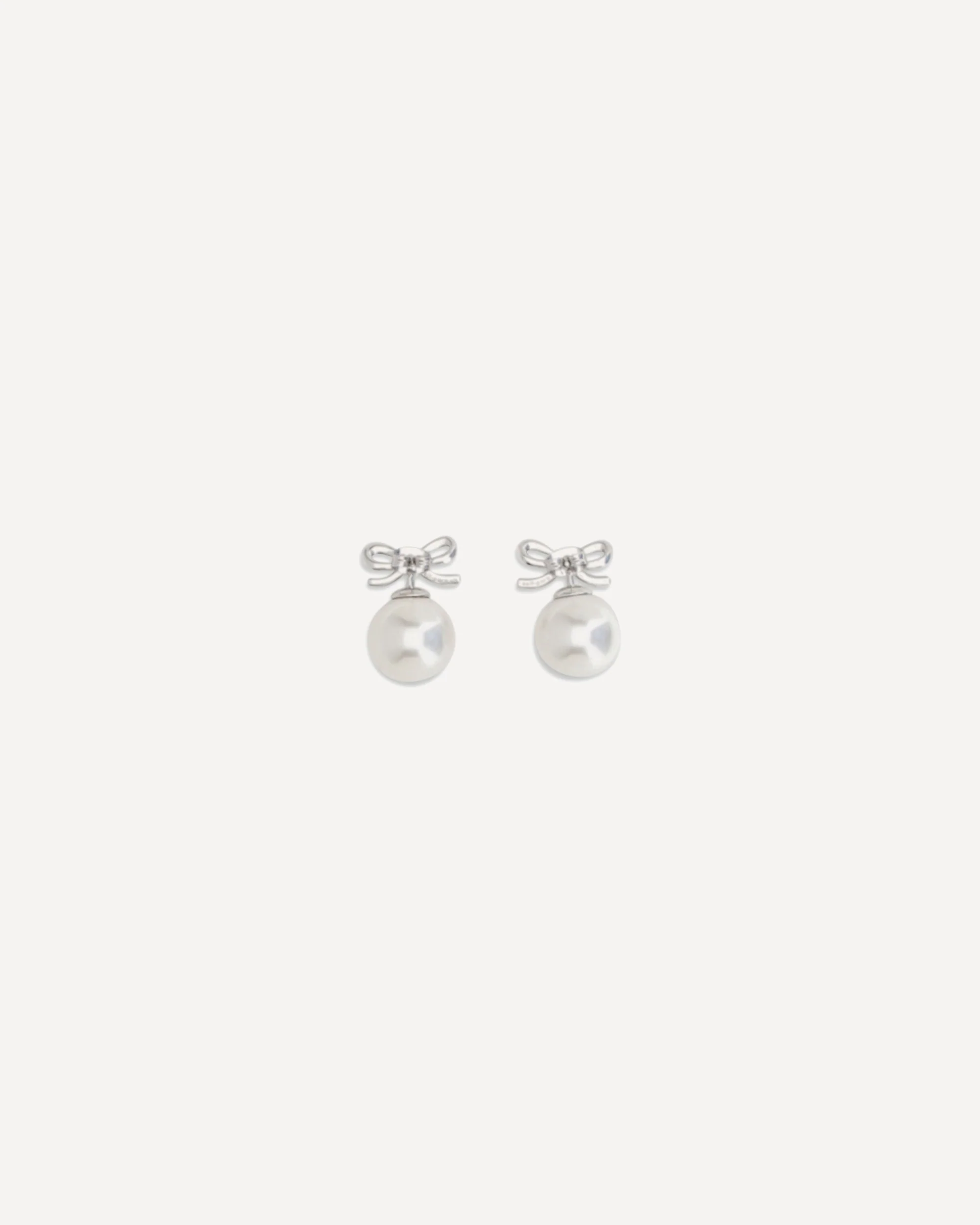 Crystal bow Earrings with pearl - SILVER | Cheap Luxury Handbags Store,