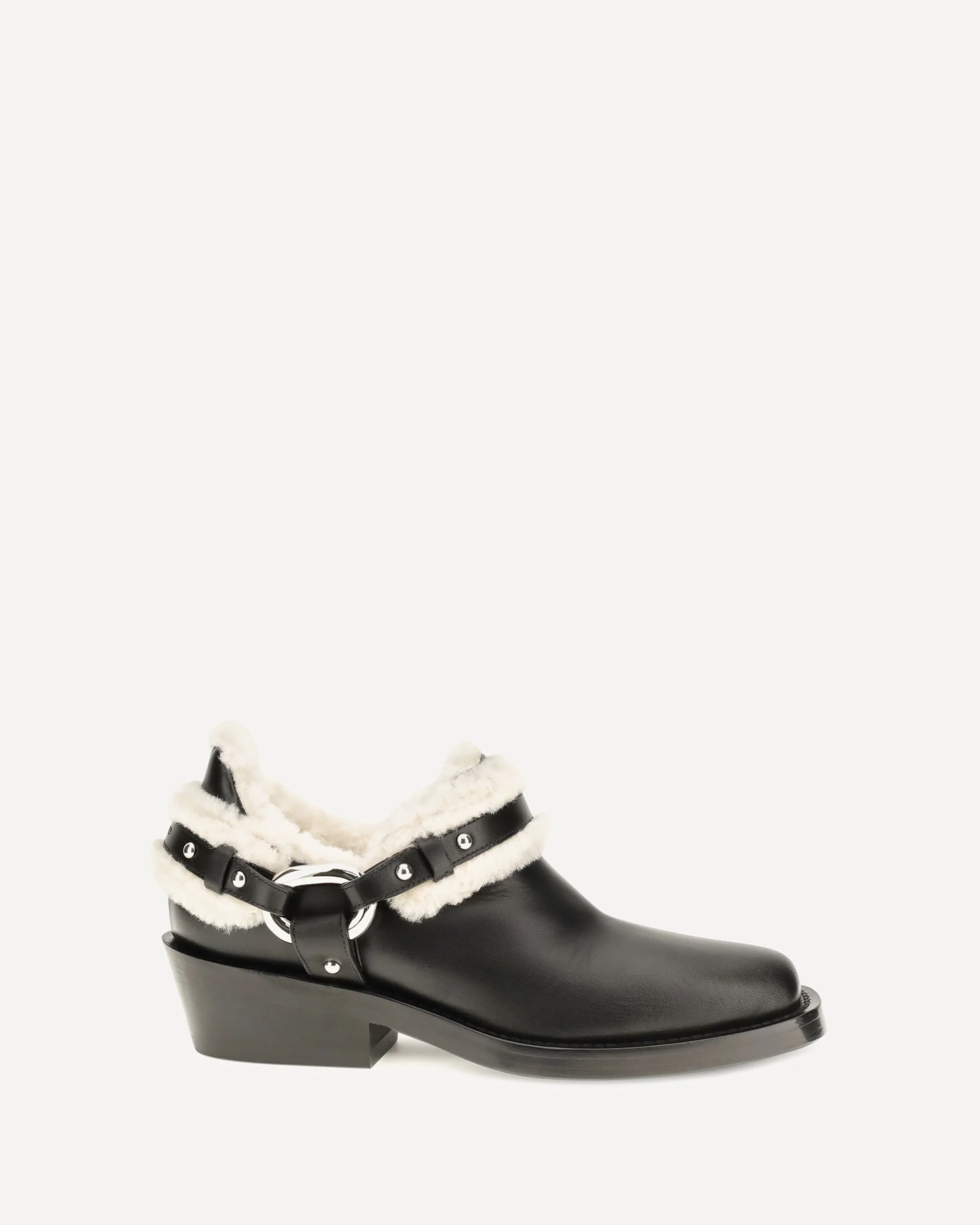 Shearling trim biker ankle Boots - BLACK | Cheap Luxury Handbags Store,