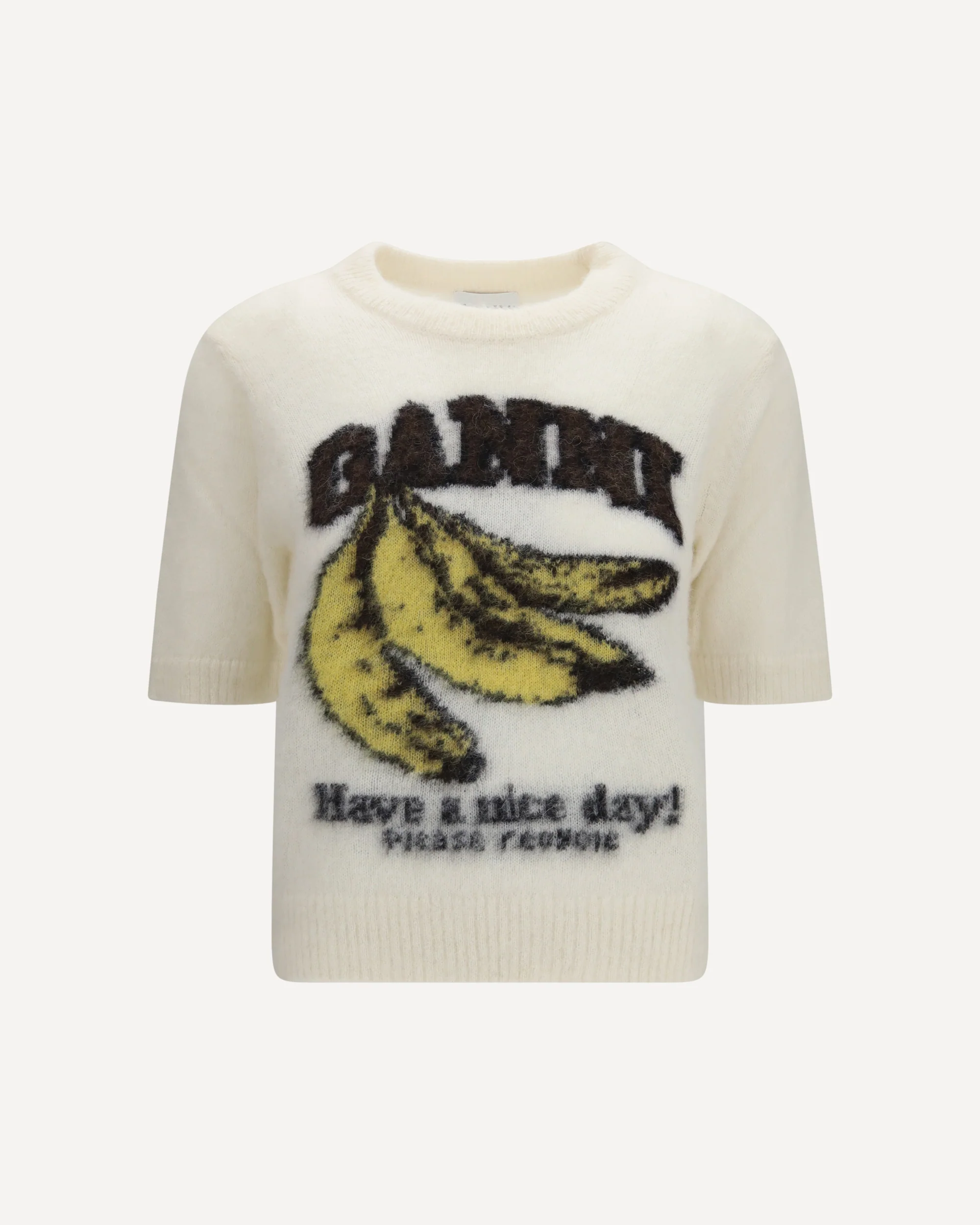 Alpaca graphic knit T-shirt - CREAM | Cheap Luxury Handbags Store,