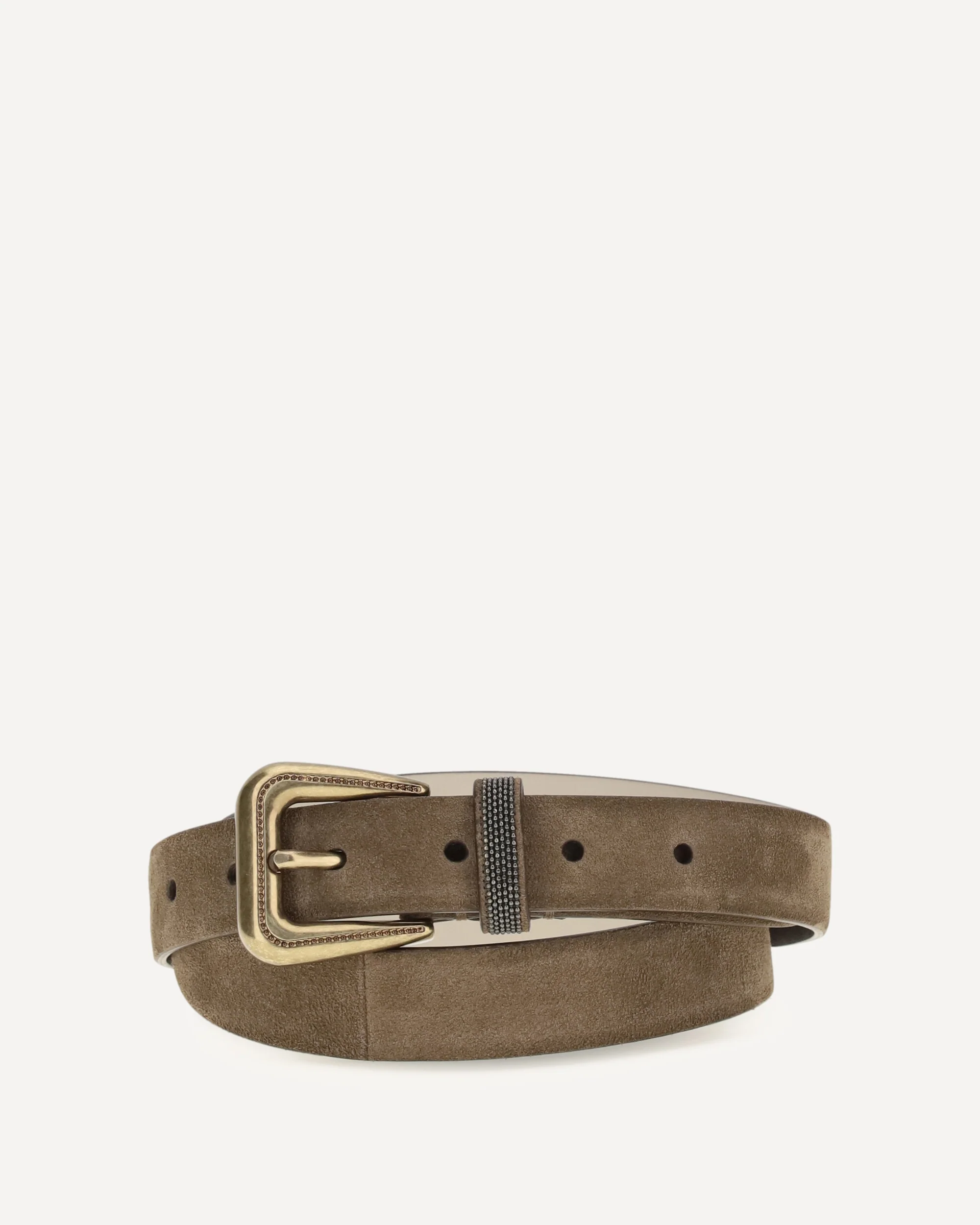 Suede Belt with monili detail - BROWN | Cheap Luxury Handbags Store,
