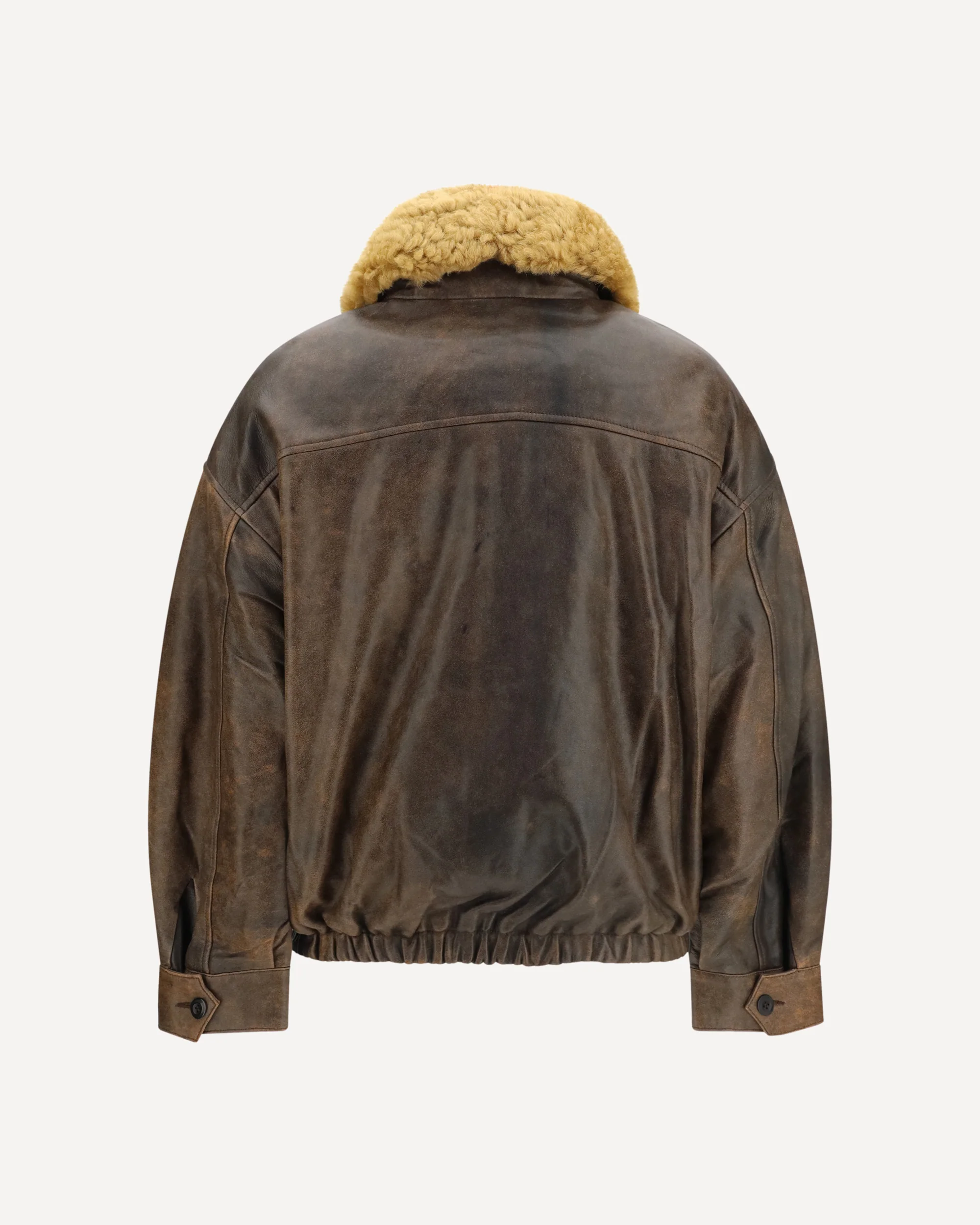 Leather Bomber Jacket - BROWN | Cheap Luxury Handbags Store,