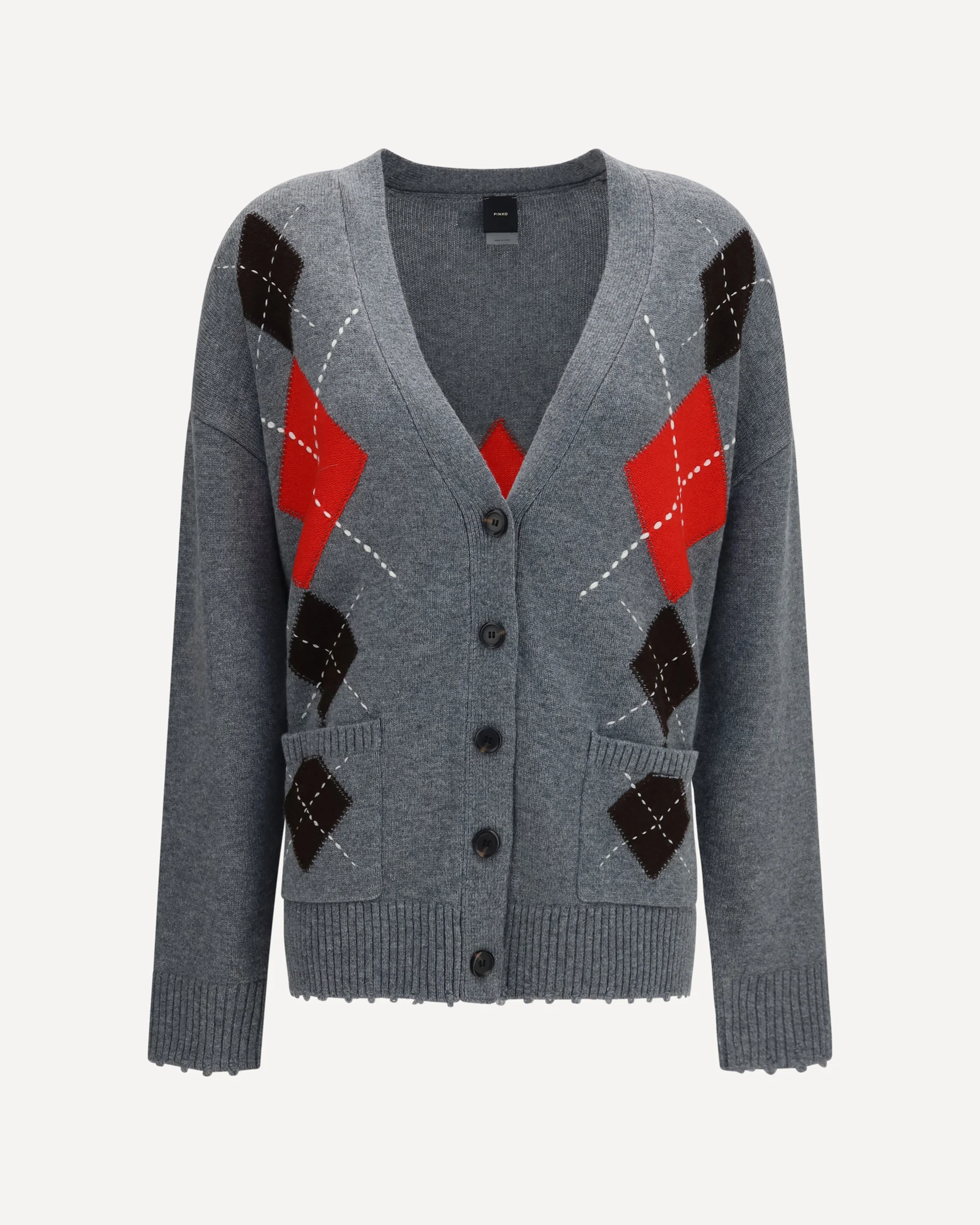 Bristol wool and cashmere diamond Cardigan - GREY | Cheap Luxury Handbags Store,