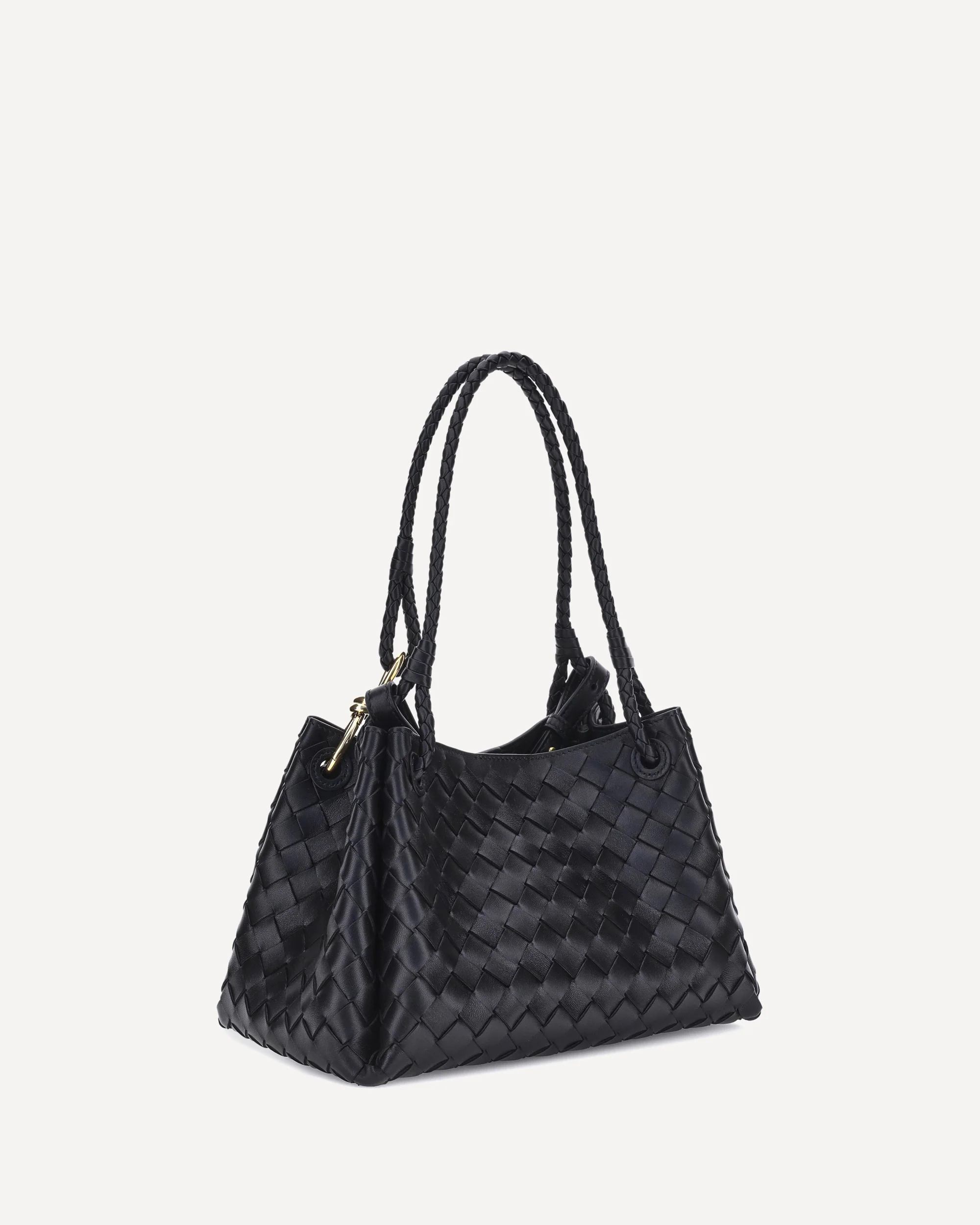 Intrecciato Shoulder Bag - BLACK | Cheap Luxury Handbags Store,