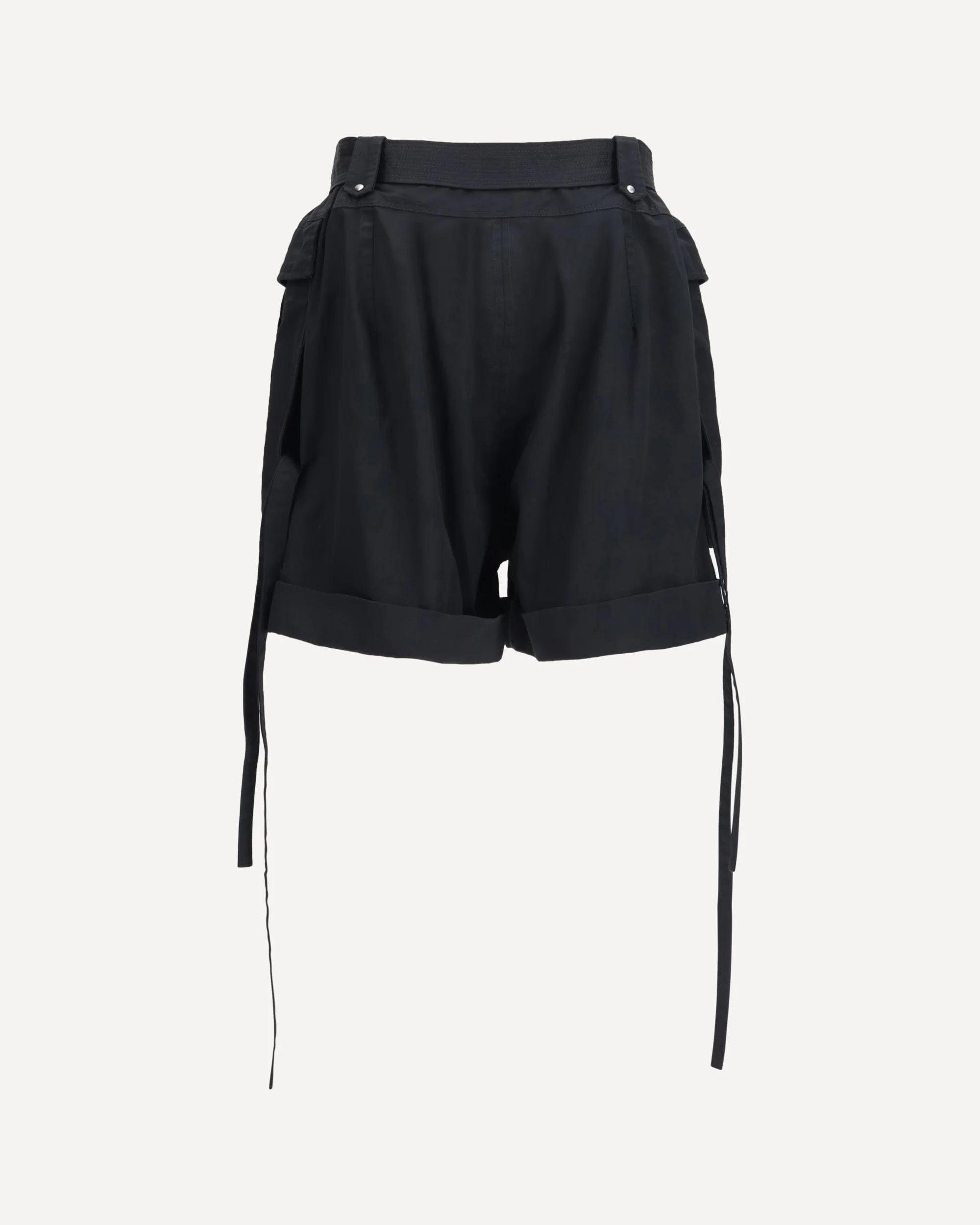 Cotton Shorts with belt - BLACK | Cheap Luxury Handbags Store,
