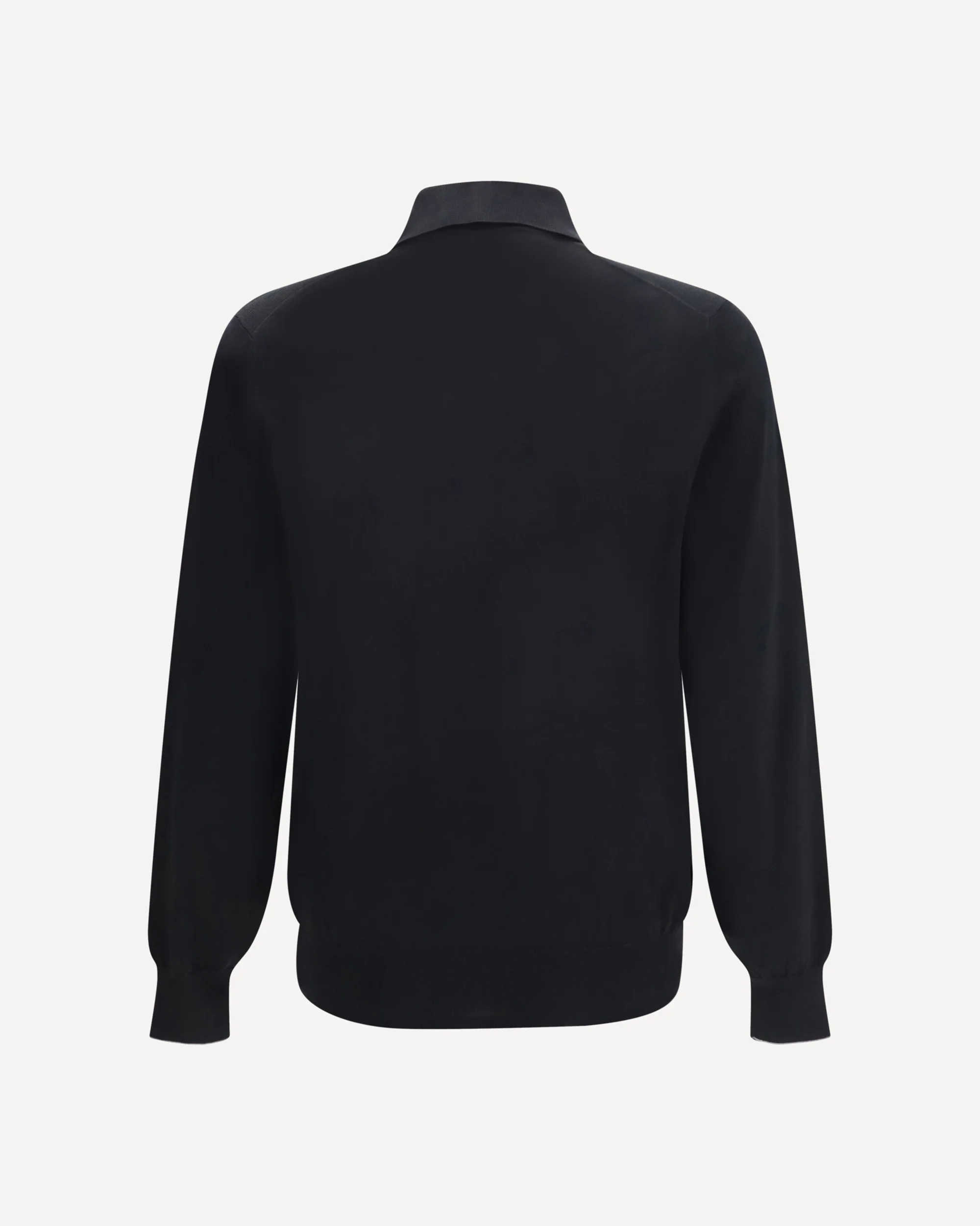 Long sleeve cotton Polo - BLACK | Cheap Luxury Handbags Store,