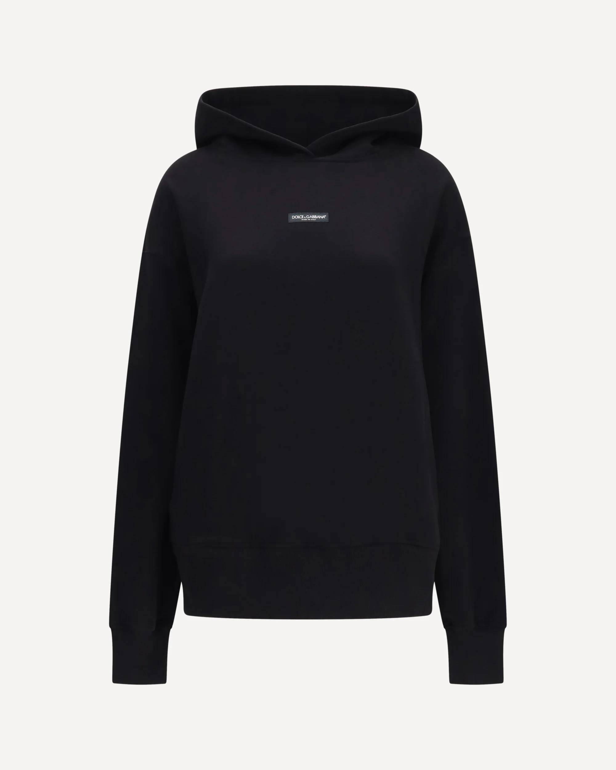 Cotton Hooded Sweatshirt with logo patch - BLACK | Cheap Luxury Handbags Store,