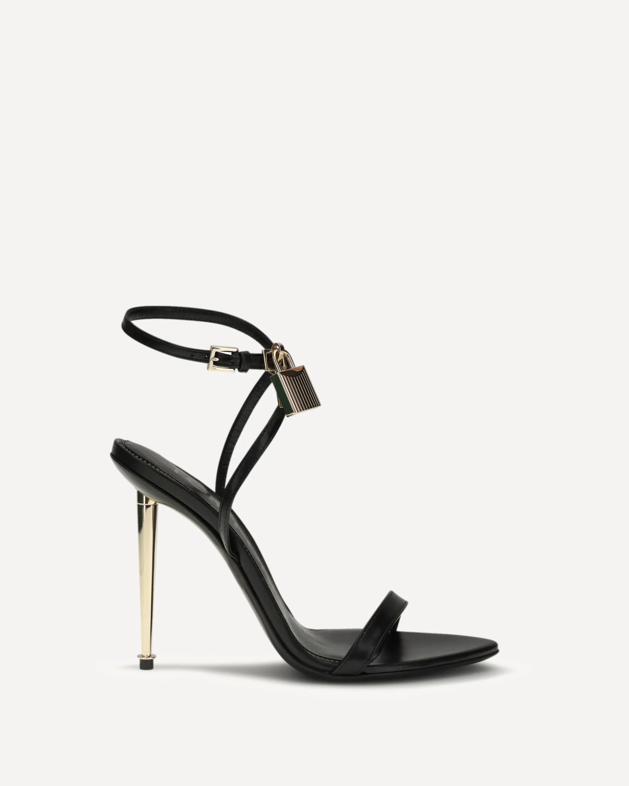 Padlock Pointy Naked heeled Sandals - BLACK | Cheap Luxury Handbags Store,