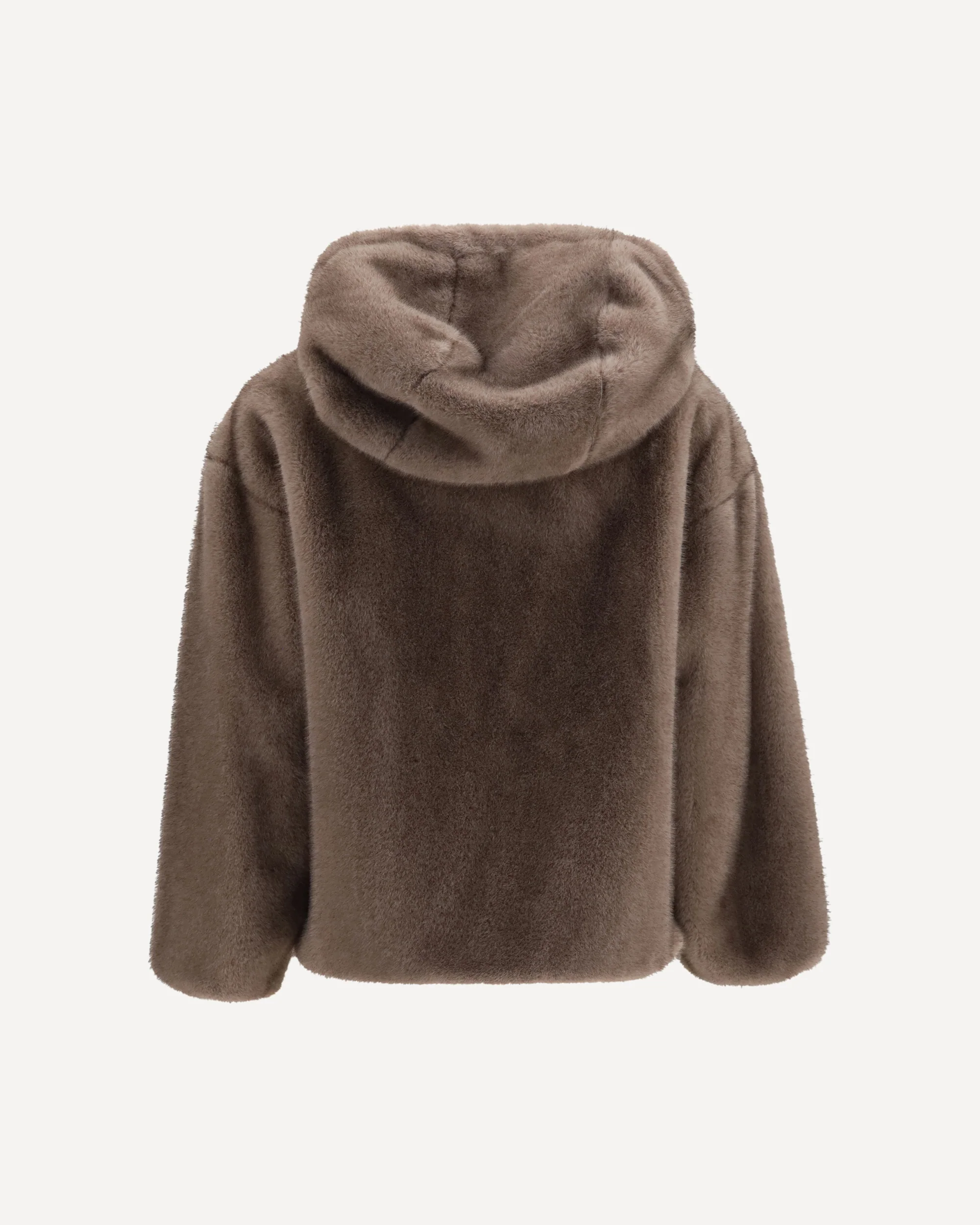 Hooded Jacket in eco-fur - BROWN | Cheap Luxury Handbags Store,