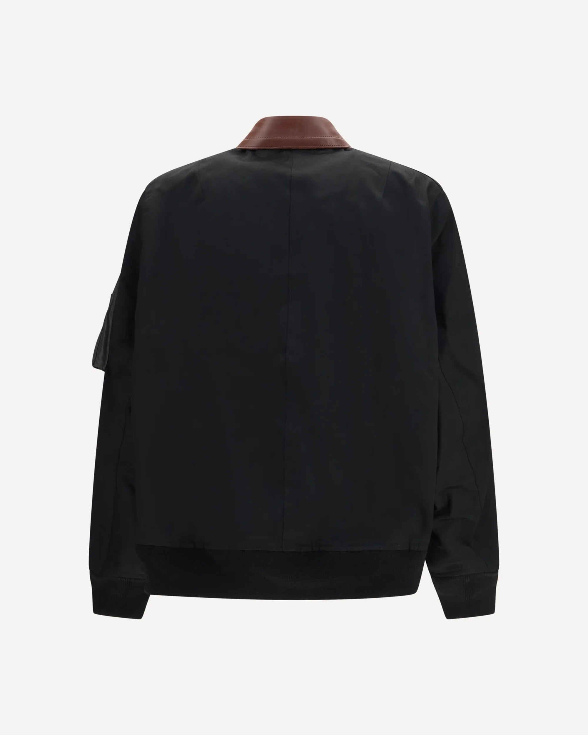 Cotton Bomber Jacket with leather details - BLACK | Cheap Luxury Handbags Store,