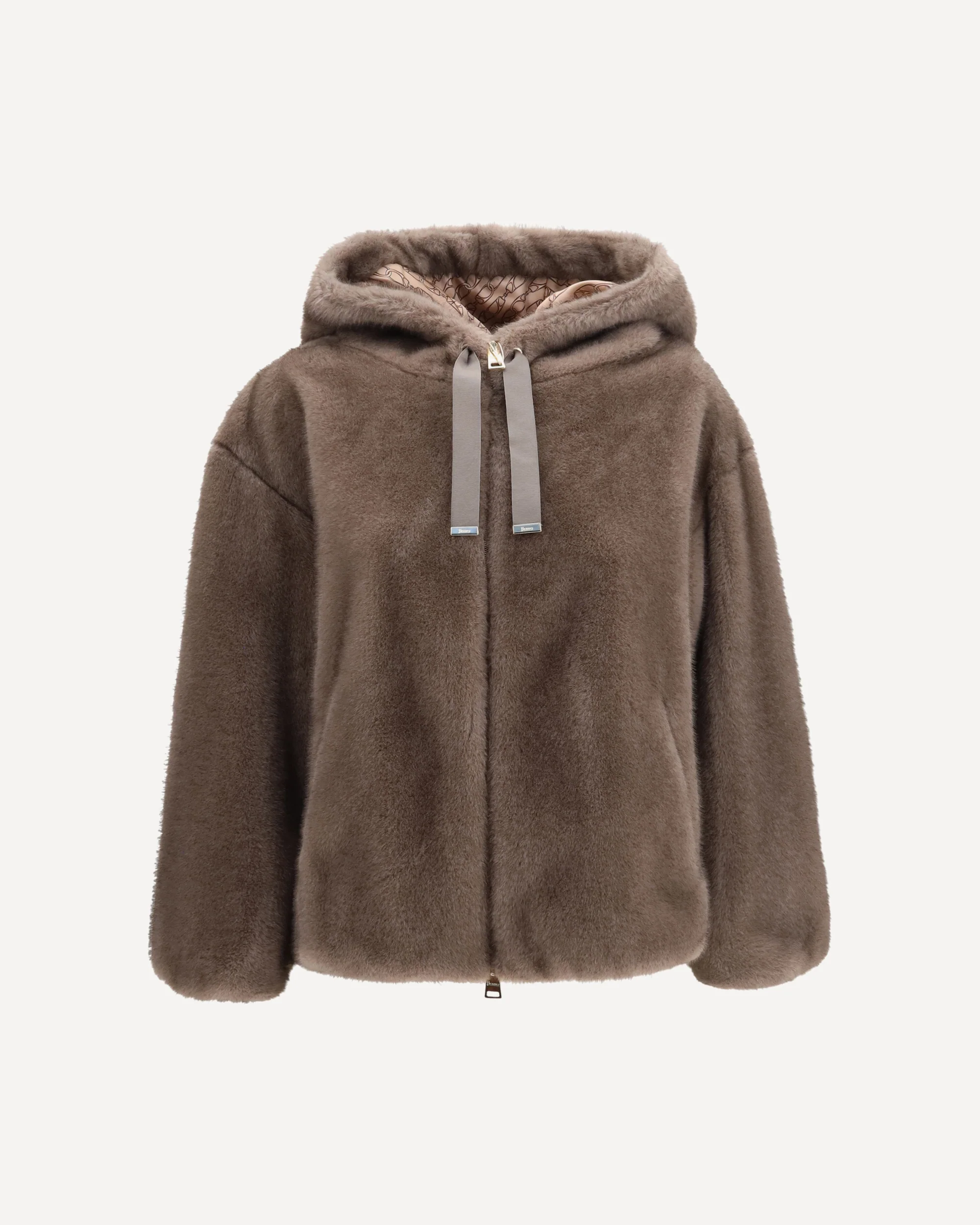 Hooded Jacket in eco-fur - BROWN | Cheap Luxury Handbags Store,