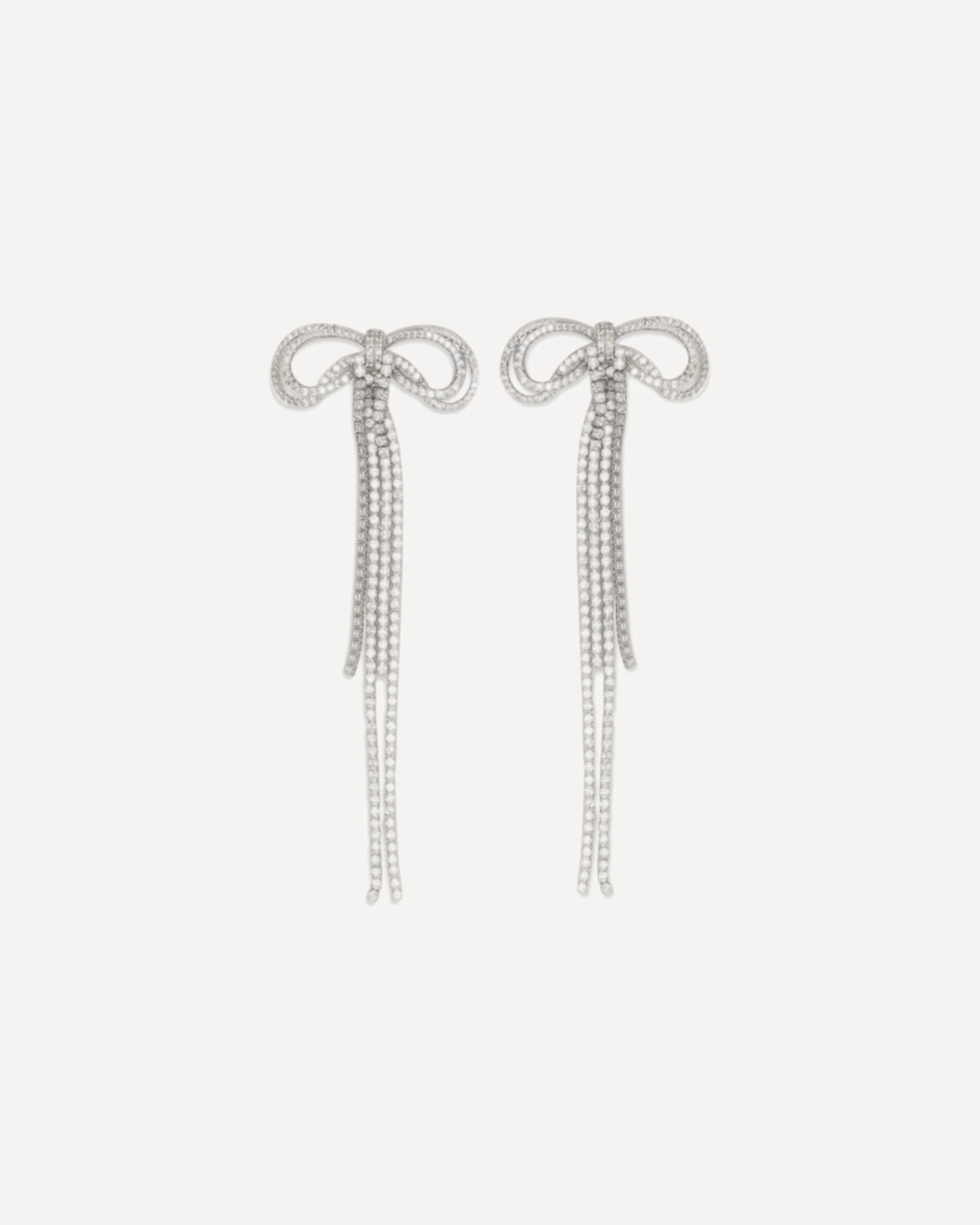 Double crystal bow Earrings - SILVER | Cheap Luxury Handbags Store,