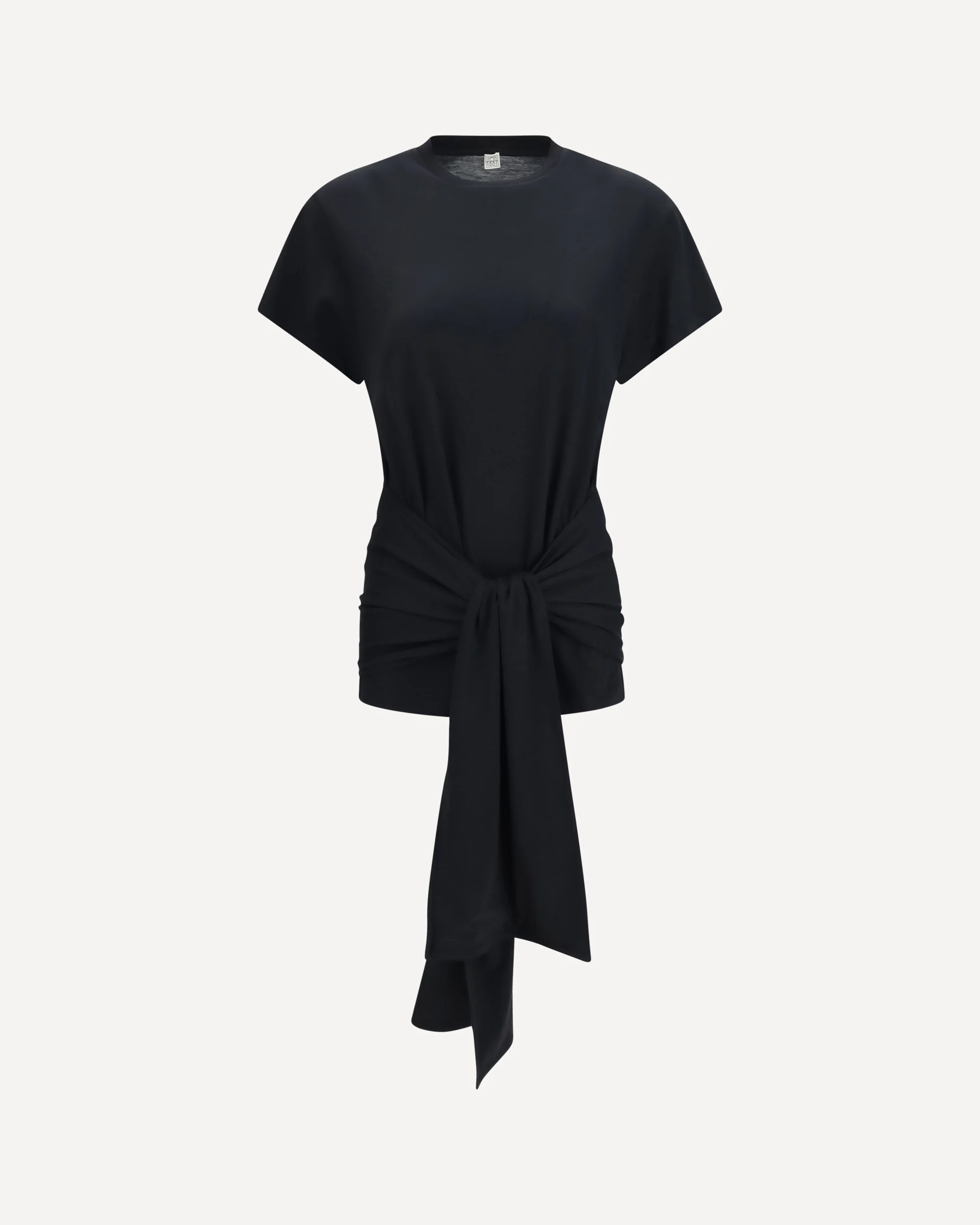Draped-waist jersey T-shirt - BLACK | Cheap Luxury Handbags Store,
