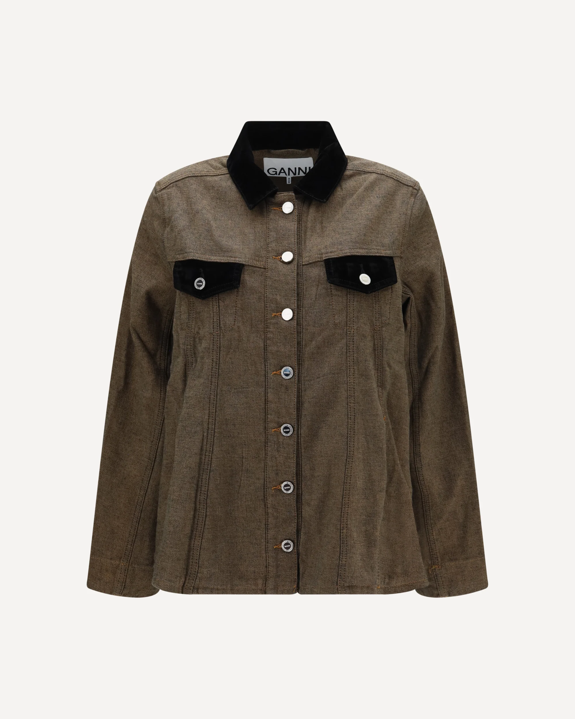 Neppy denim Overshirt - BROWN | Cheap Luxury Handbags Store,