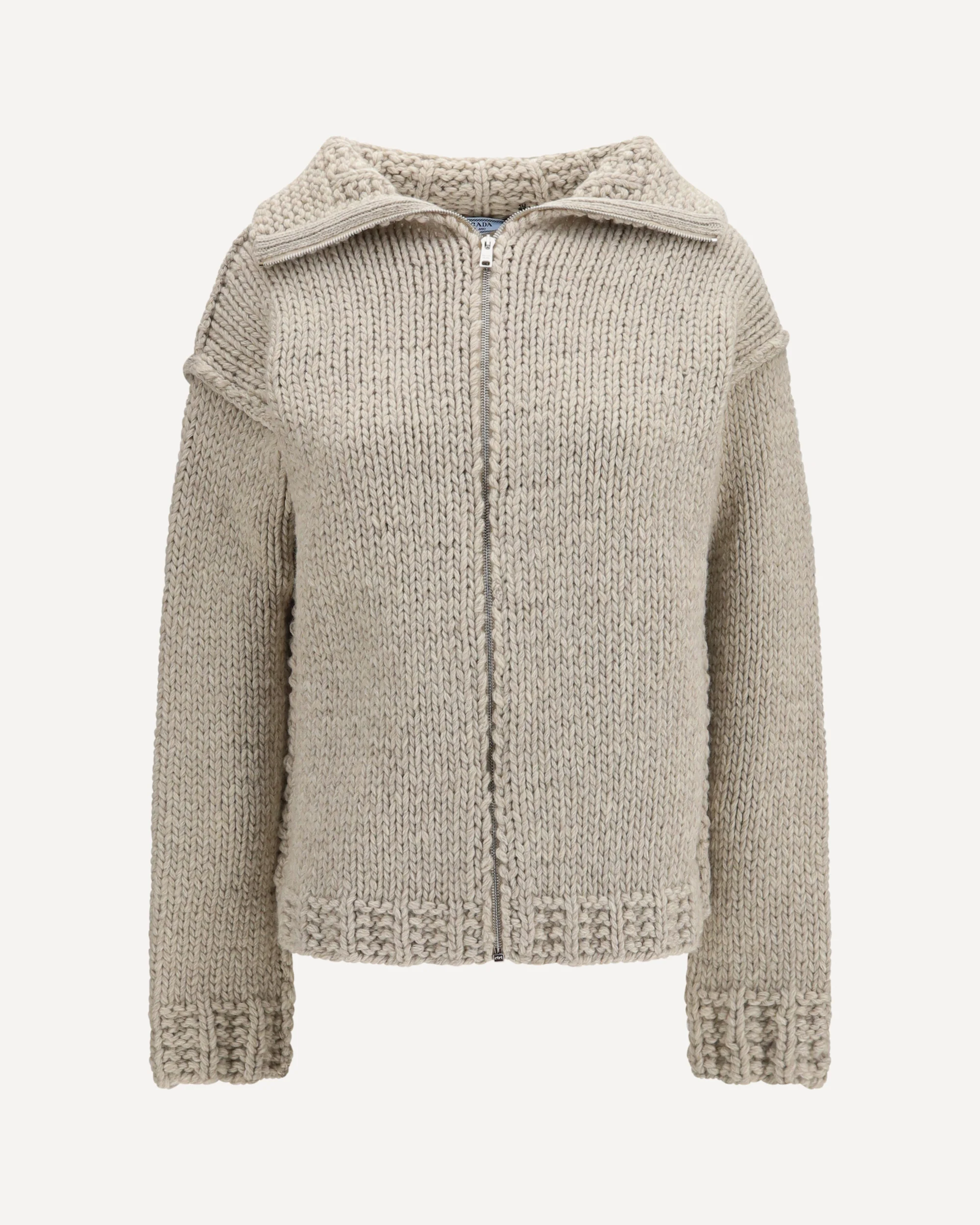 Wool zip Cardigan - GREY | Cheap Luxury Handbags Store,