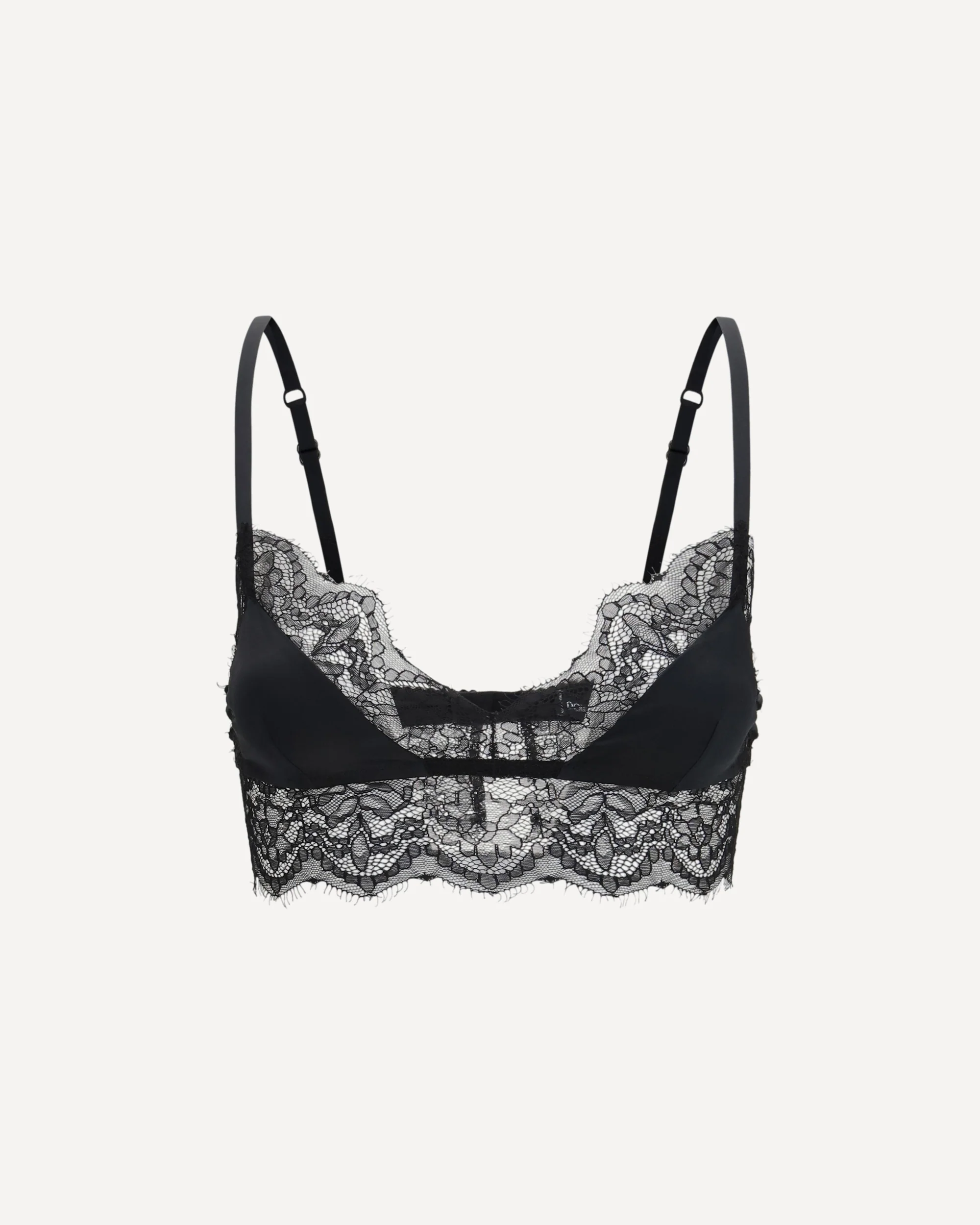 Satin soft-cup bralette Bra with lace - BLACK | Cheap Luxury Handbags Store,
