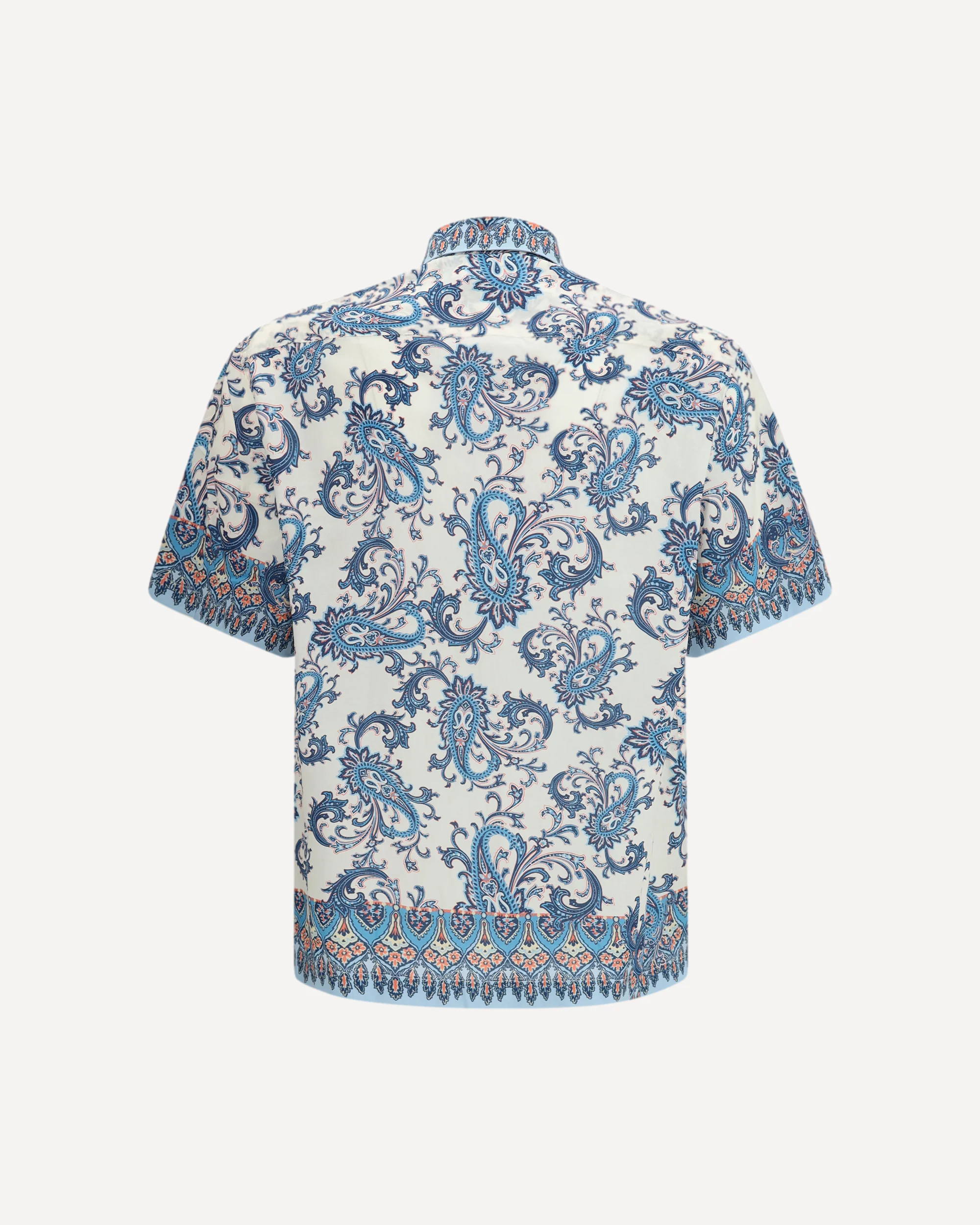 Cotton Shirt with floral and paisley motif - BLUE | Cheap Luxury Handbags Store,