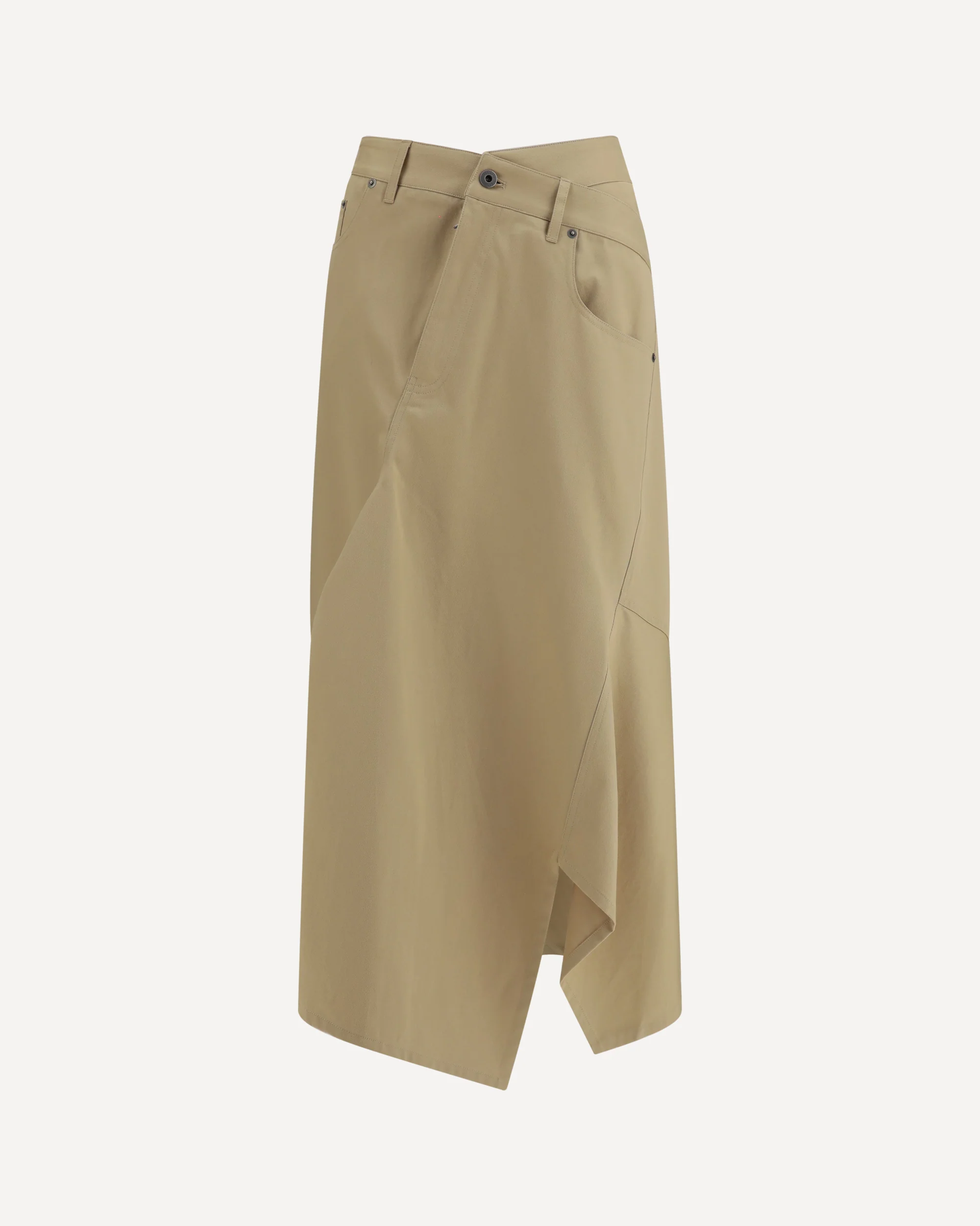 Asymmetric cotton Skirt - BEIGE | Cheap Luxury Handbags Store,
