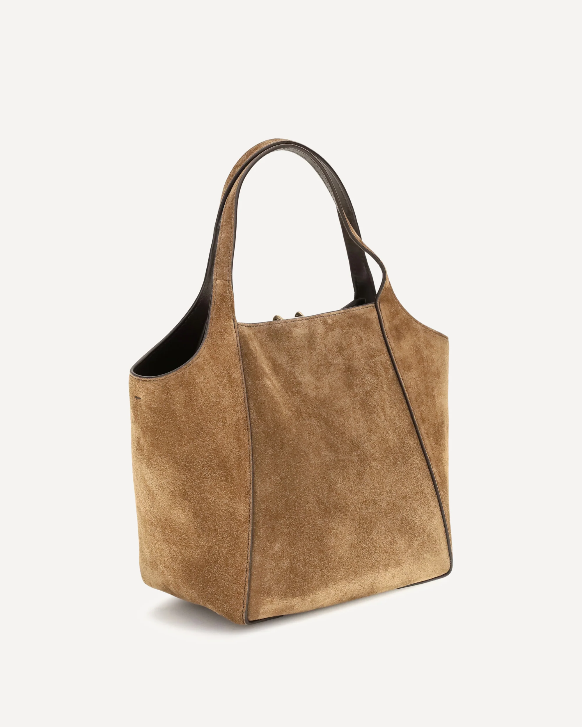 Small sartorial suede Bucket Bag - BEIGE | Cheap Luxury Handbags Store,