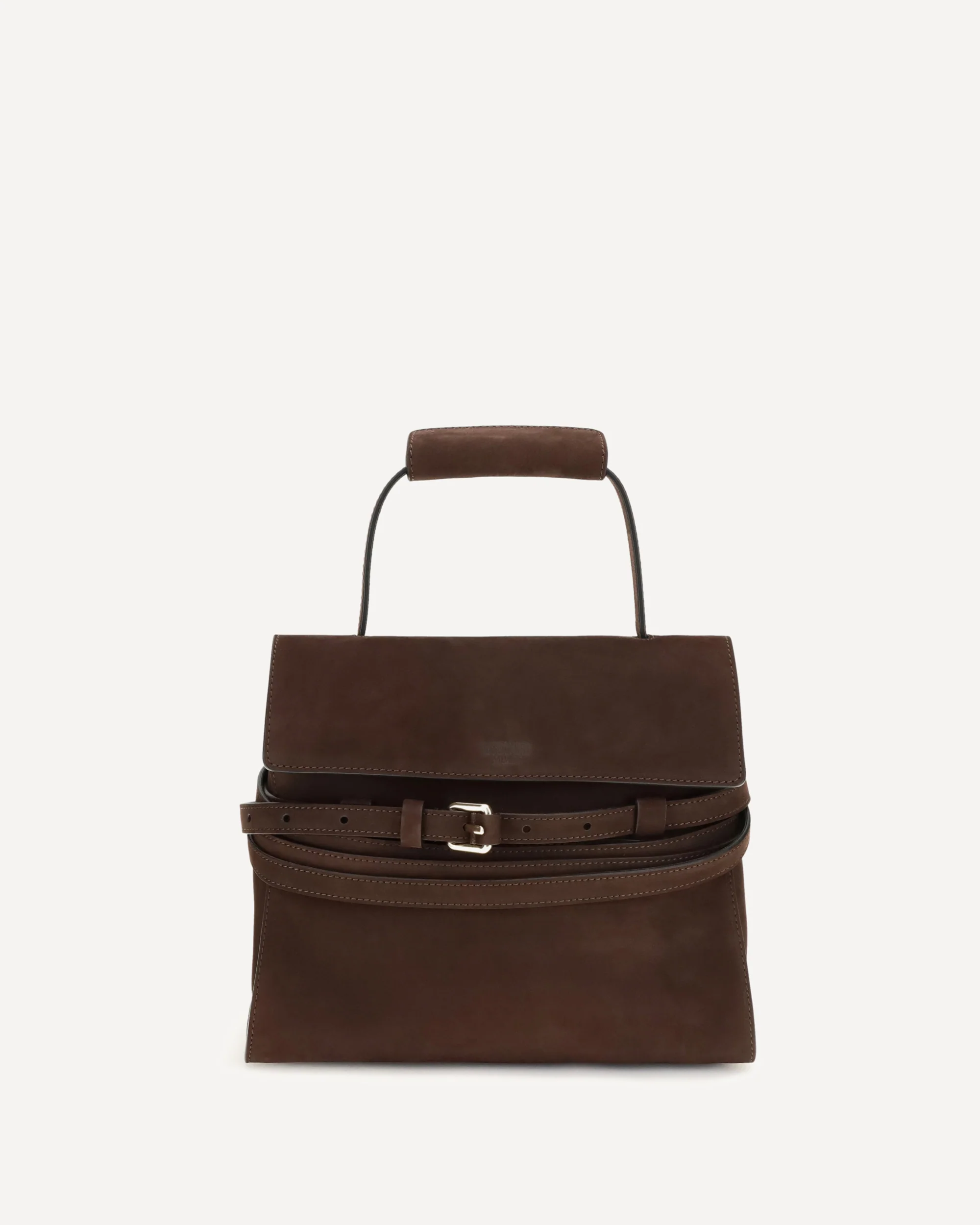 Medium Top Handle Bag with buckle detail - BROWN | Cheap Luxury Handbags Store,
