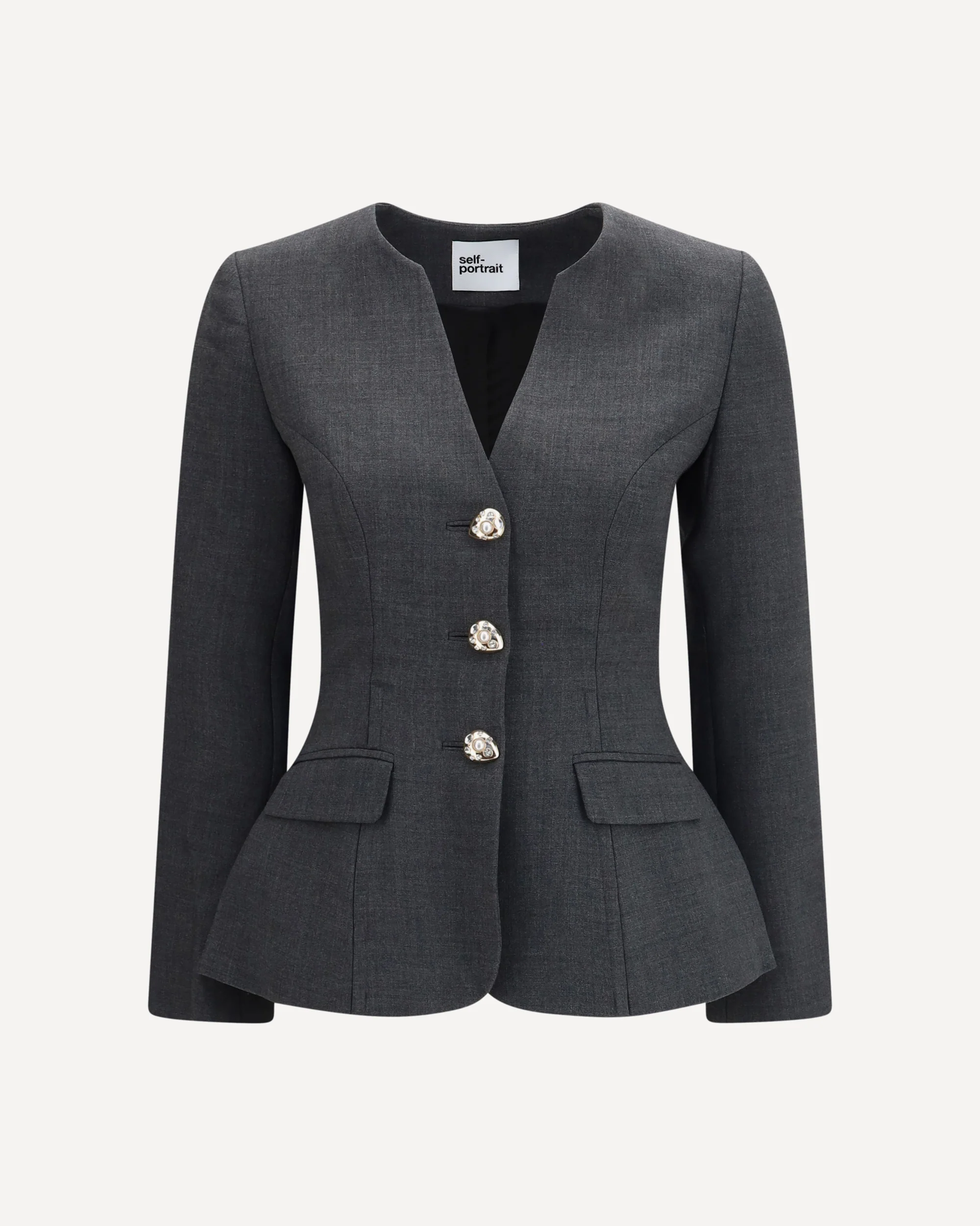 Wool peplum Blazer - GREY | Cheap Luxury Handbags Store,