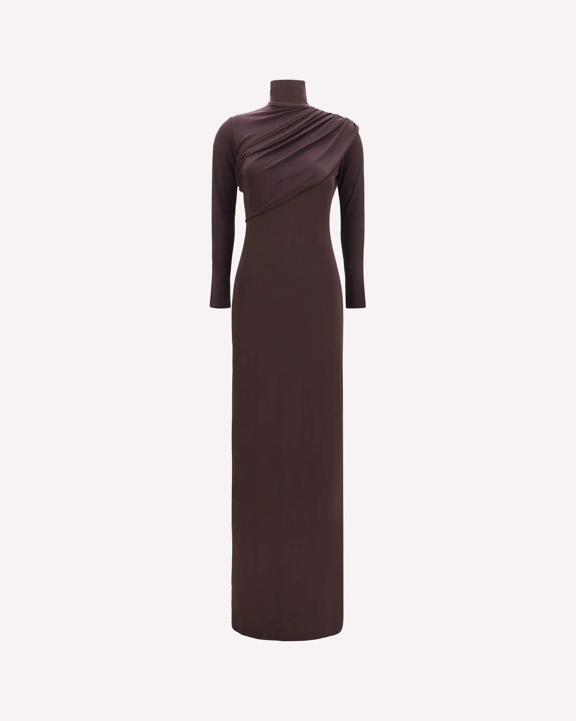 Twist high neck jersey Dress - BROWN | Cheap Luxury Handbags Store,