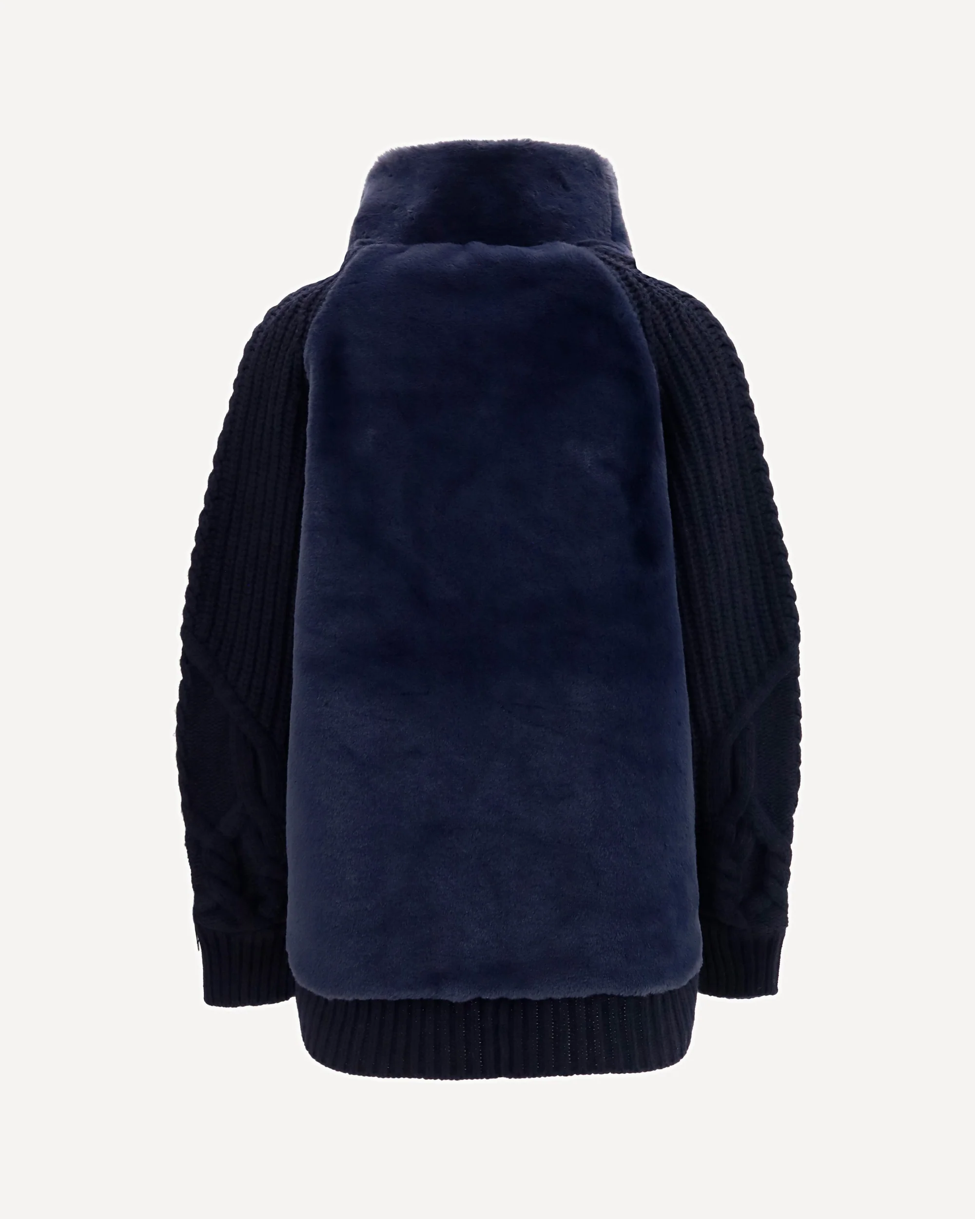 High-neck fur Jacket - BLUE | Cheap Luxury Handbags Store,
