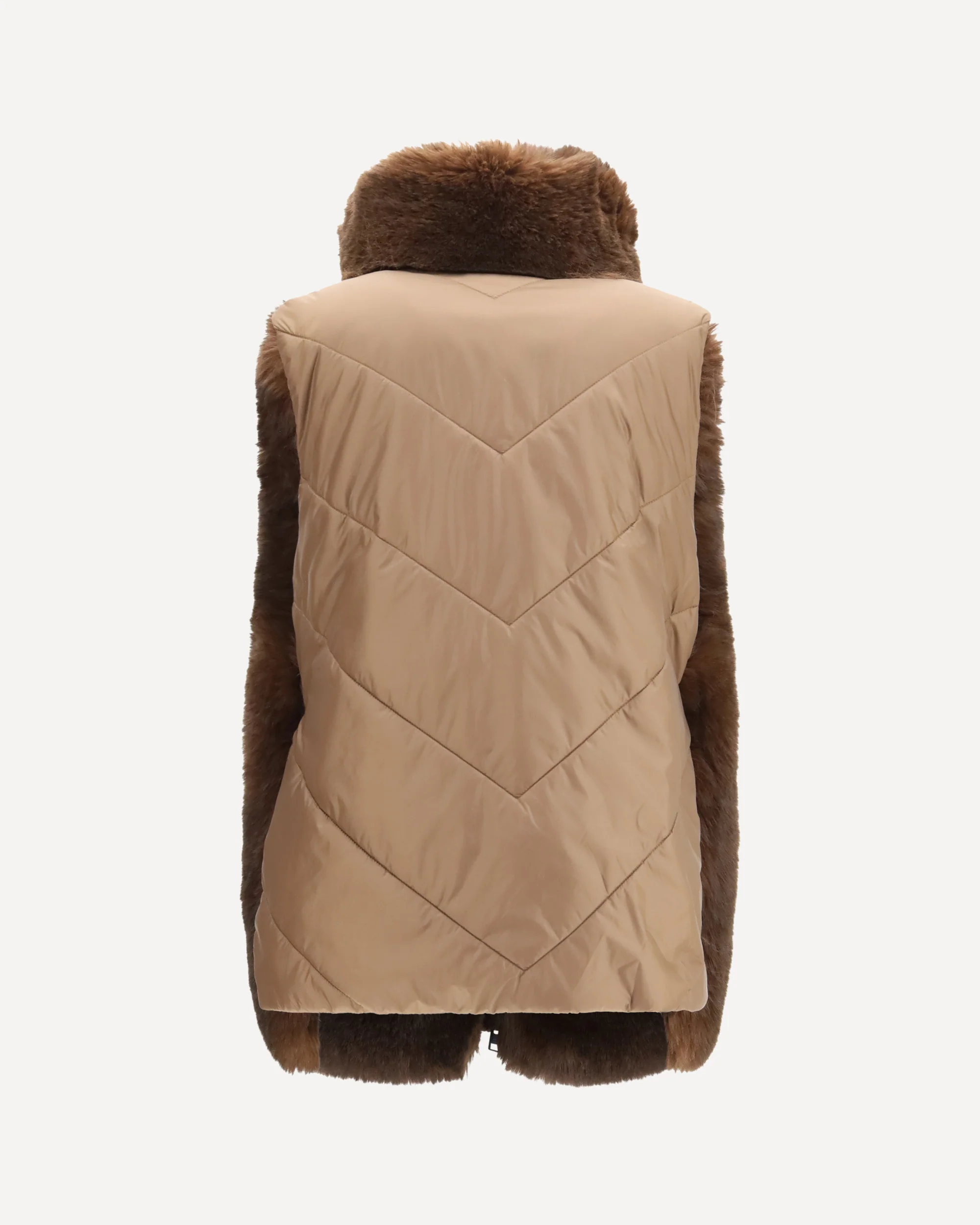Hybrid faux-fur and quilted nylon Vest - BROWN | Cheap Luxury Handbags Store,