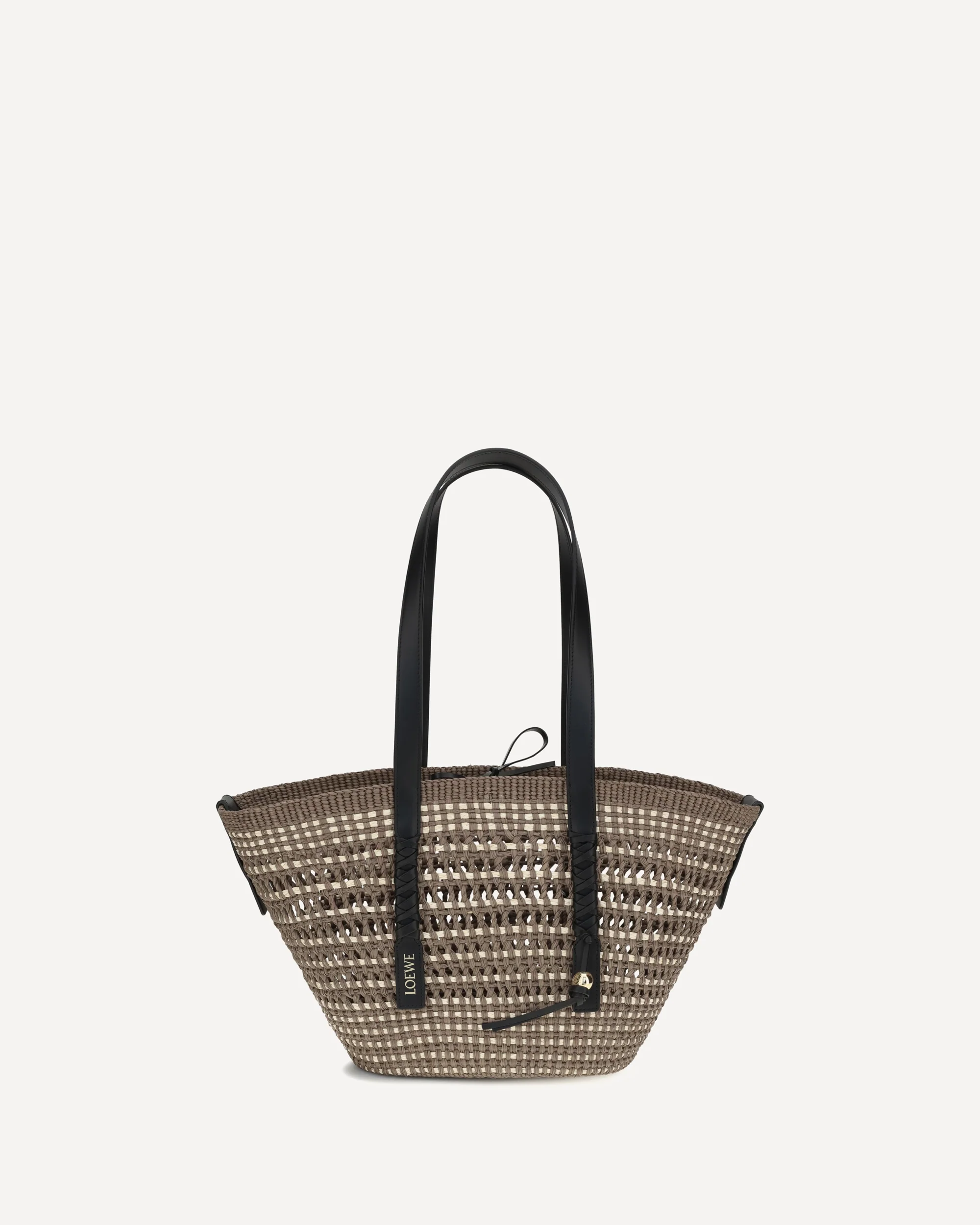 Medium Braid Basket Shoulder Bag in Iraca palm and calfskin - BROWN | Cheap Luxury Handbags Store,
