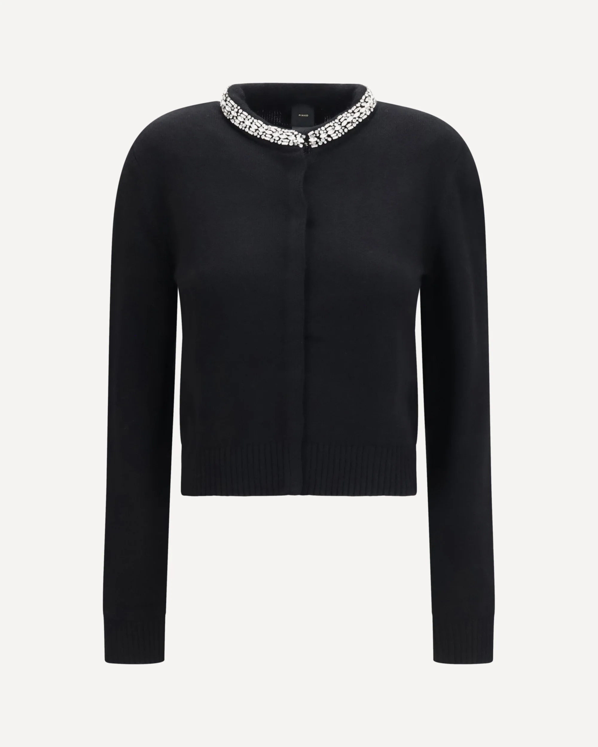 Colonia Cardigan with jewel collar - BLACK | Cheap Luxury Handbags Store,