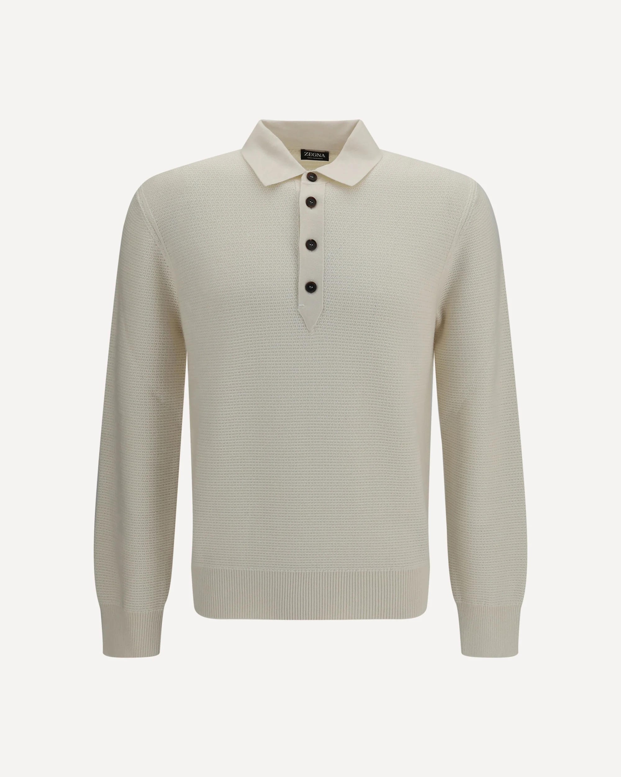 Long-sleeve cashmere Polo Shirt - CREAM | Cheap Luxury Handbags Store,