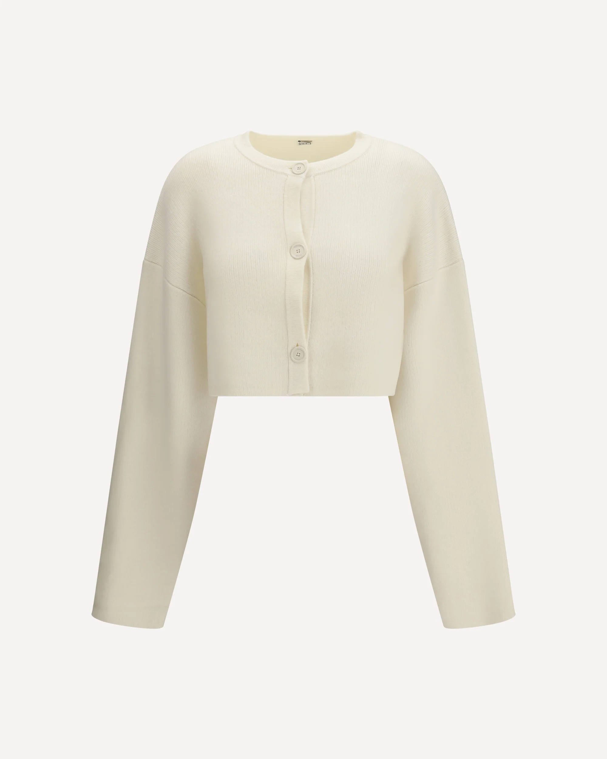 Cropped crewneck Cardigan with button fastening - CREAM | Cheap Luxury Handbags Store,